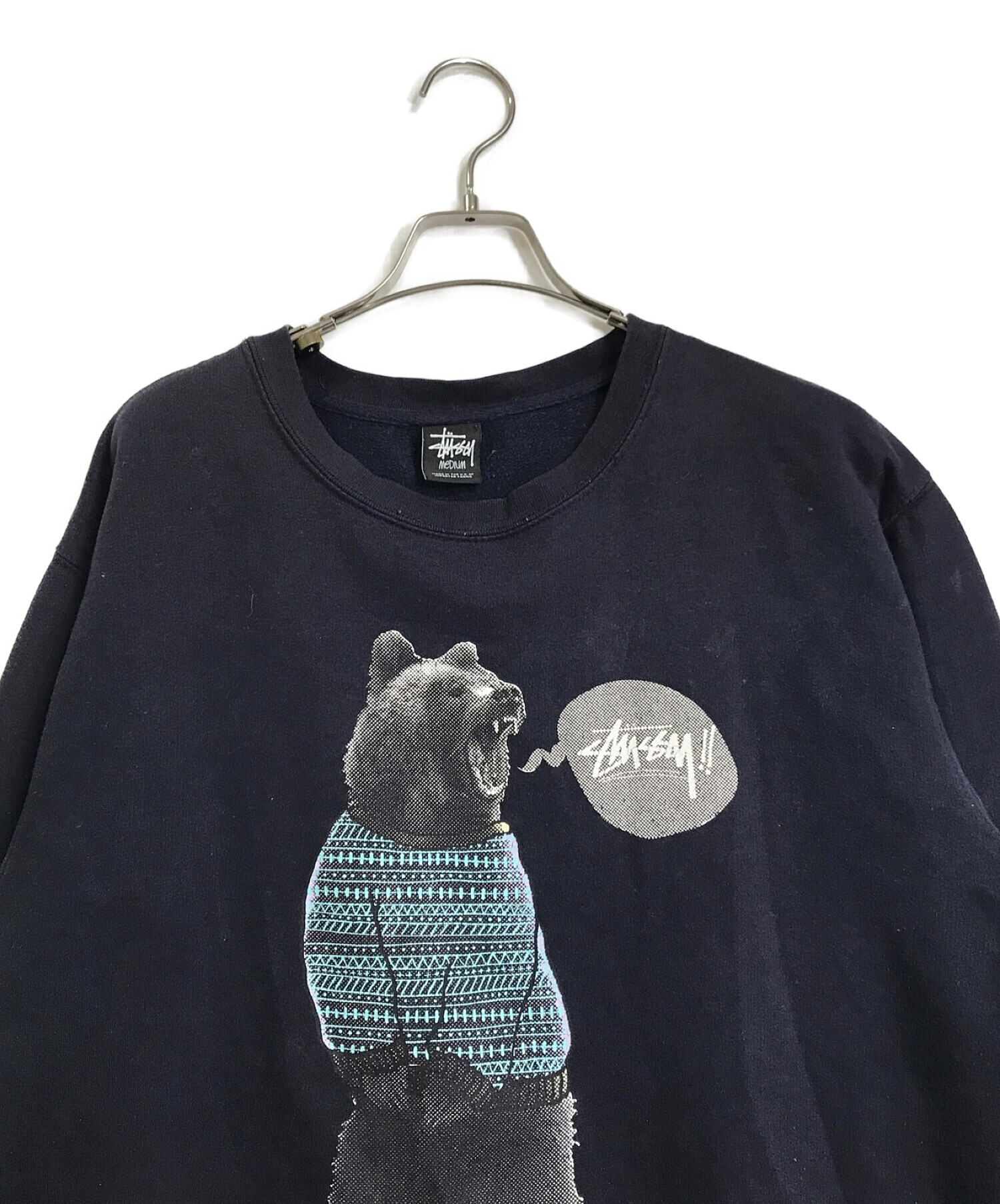 stussy (ステューシー) プリントスウェット ネイビー サイズ:M