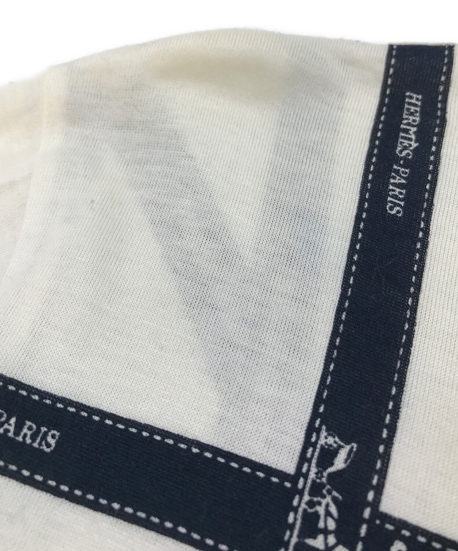 HERMES (エルメス) マルジェラ期 ボルデュック柄Tシャツ ネイビー×ホワイト サイズ:XS