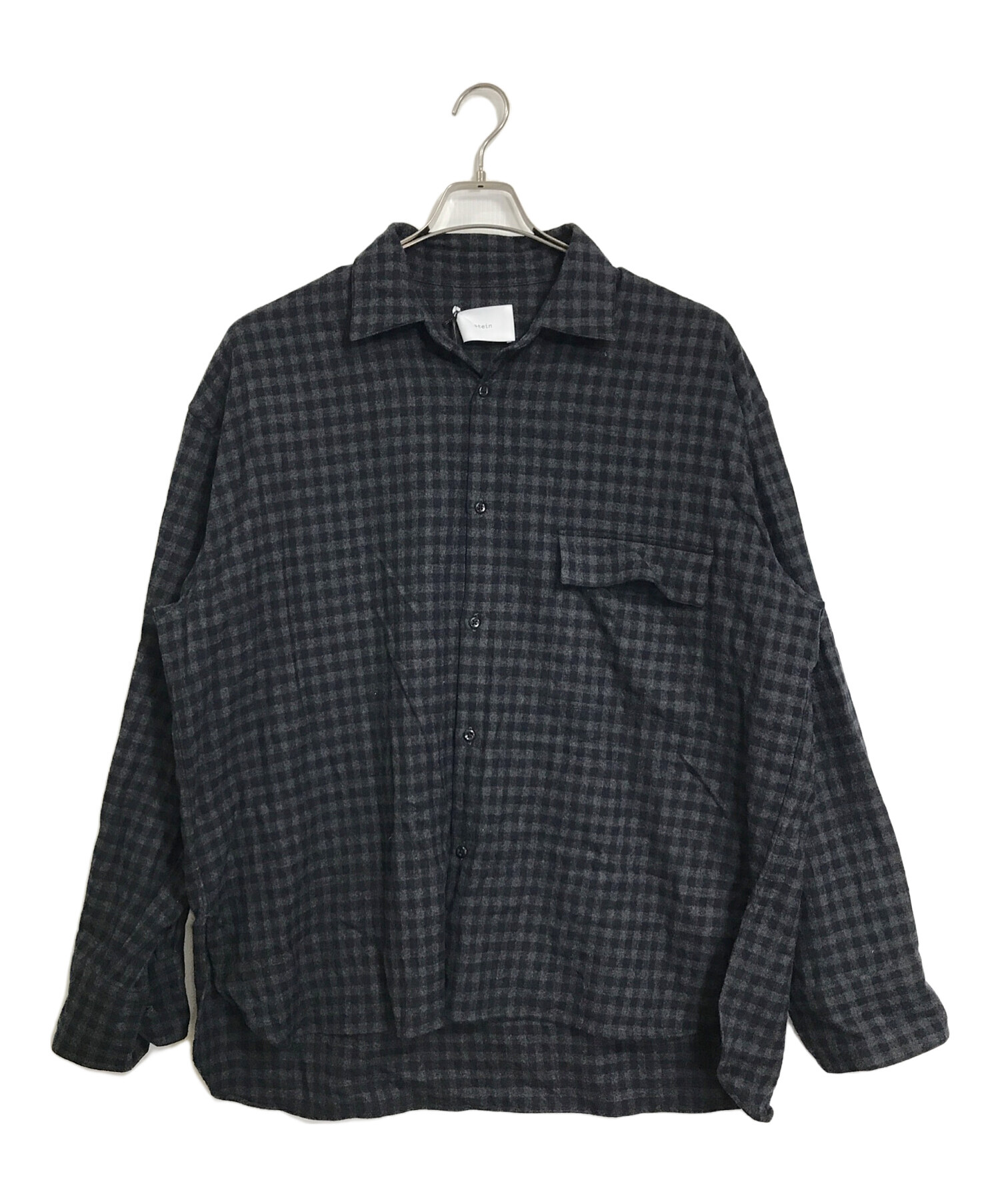 stein (シュタイン) OVERSIZED DOWN PAT SHIRT オーバーサイズシャツ　ウールシャツ　チェックシャツ　日本製 ネイビー  サイズ:M 未使用品