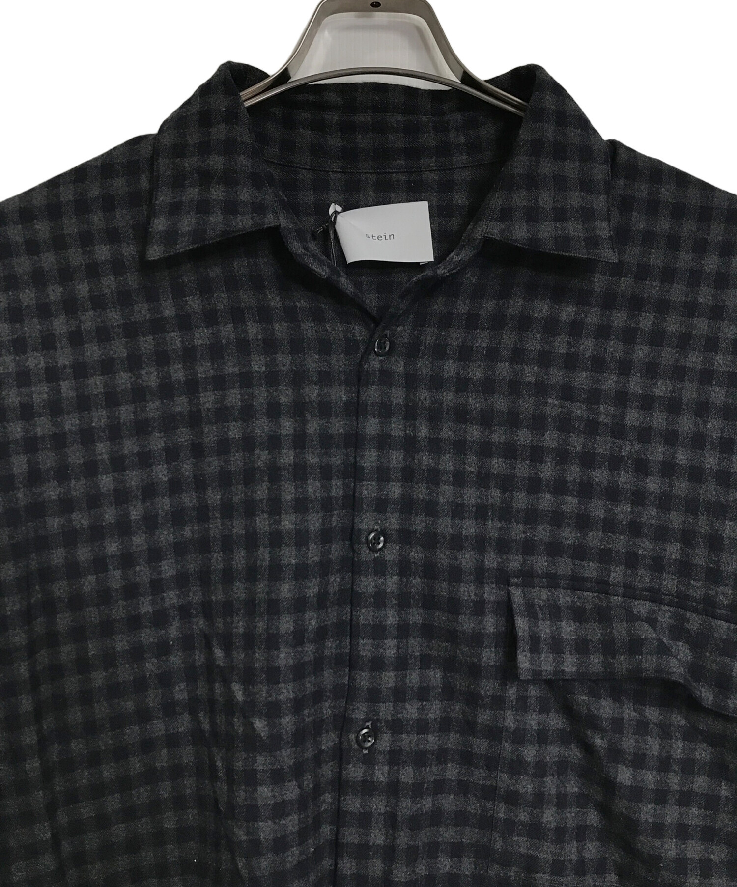 stein (シュタイン) OVERSIZED DOWN PAT SHIRT オーバーサイズシャツ　ウールシャツ　チェックシャツ　日本製 ネイビー  サイズ:M 未使用品