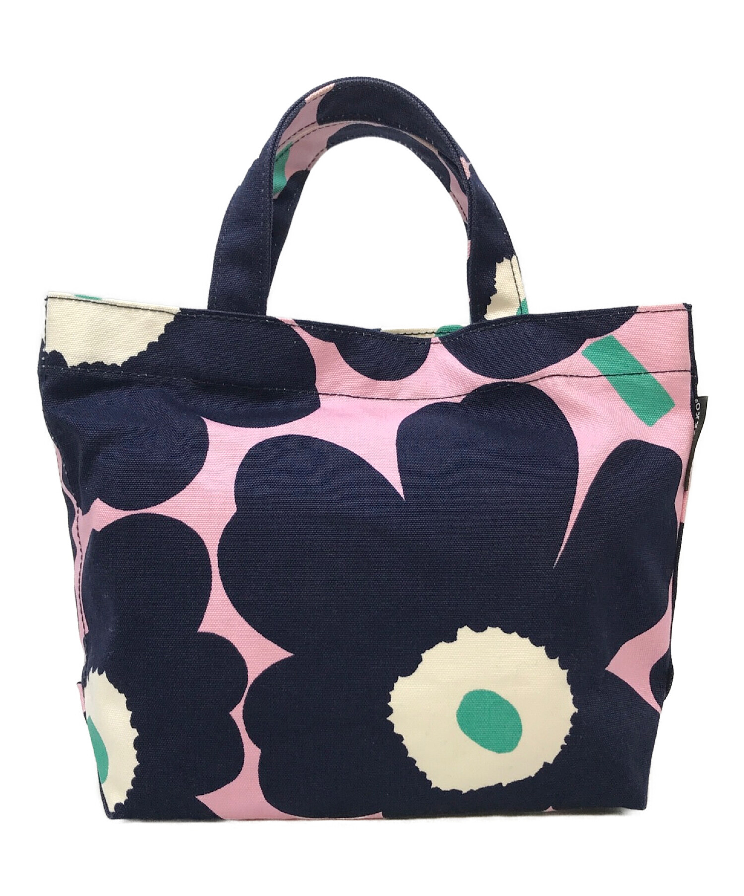 marimekko (マリメッコ) ハンドバッグ　040965　ウニッコ コットンキャンバス　ネイビー×ピンク　marimekko ネイビー×ピンク  サイズ:実寸参照