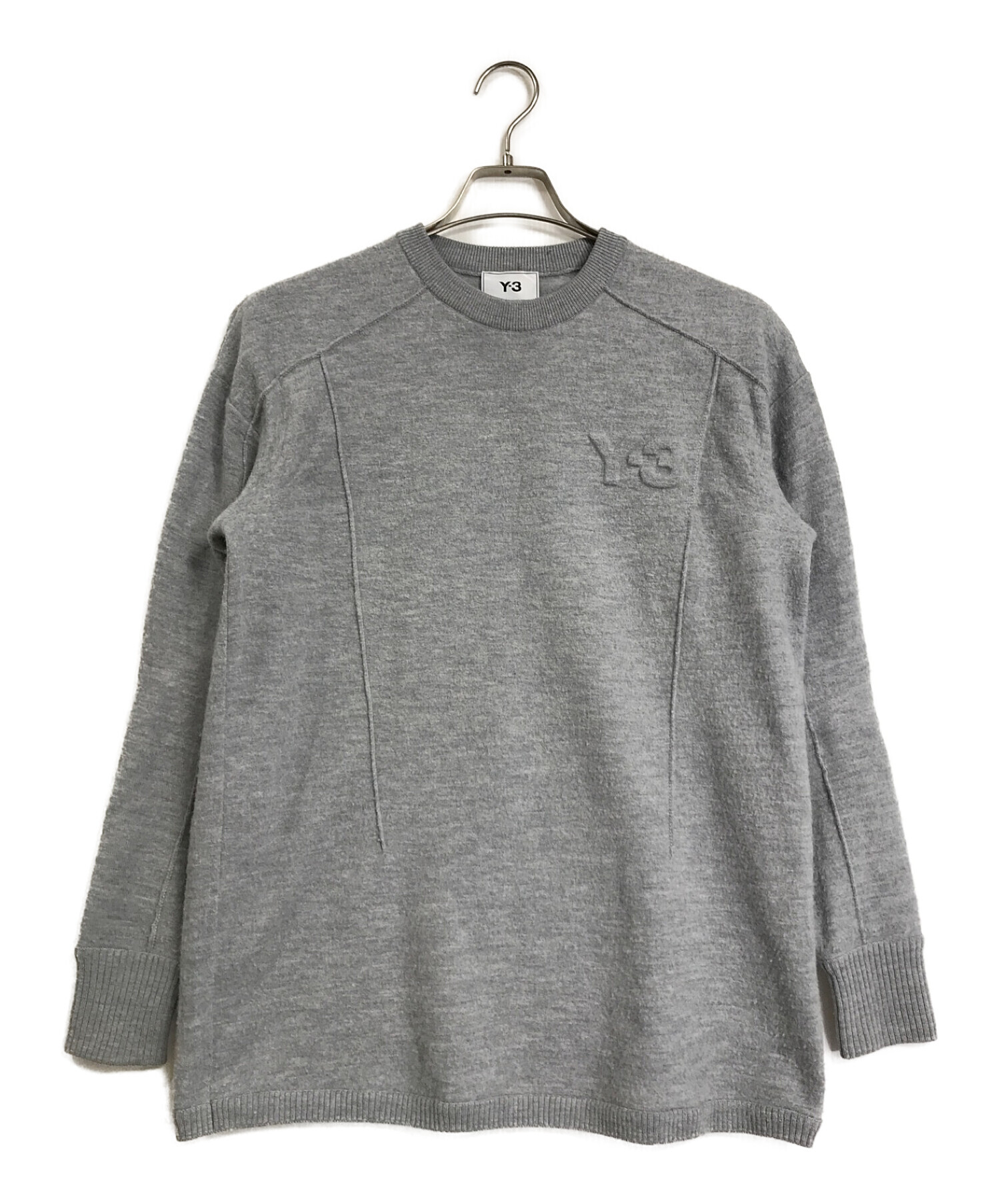 Y-3 (ワイスリー) ロゴニット/CLASSIC MERINO BLEND KNITTED CREW SWEATER/クラシック メリノ ニット  クルー セーター グレー サイズ:XS