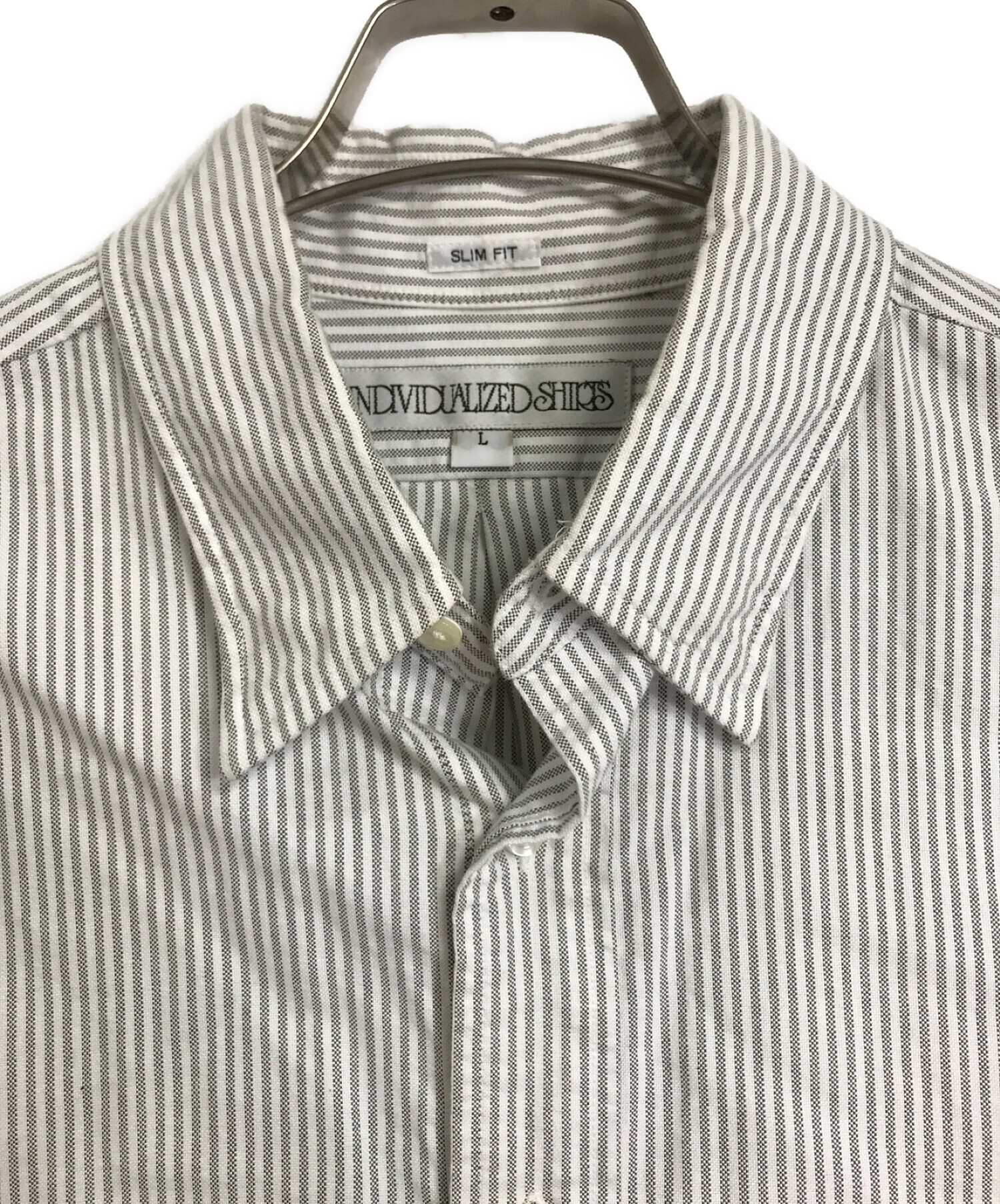 INDIVIDUALIZED SHIRTS (インディビジュアライズドシャツ) ストライプBDシャツ グレー×ホワイト サイズ:L