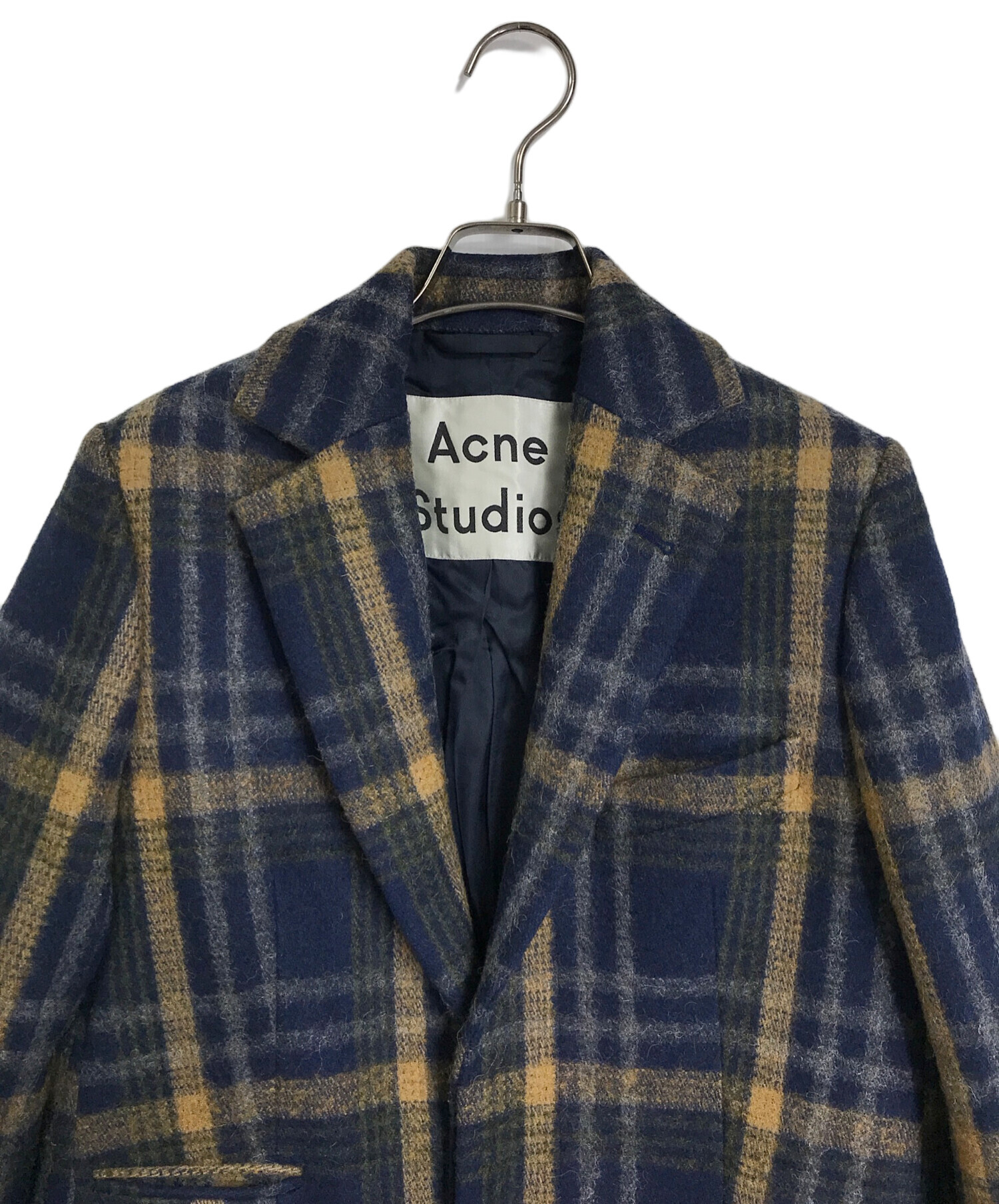 中古・古着通販】Acne studios (アクネ ストゥディオス) チェックチェスターコート ネイビー サイズ:32｜ブランド・古着通販  トレファク公式【TREFAC FASHION】スマホサイト