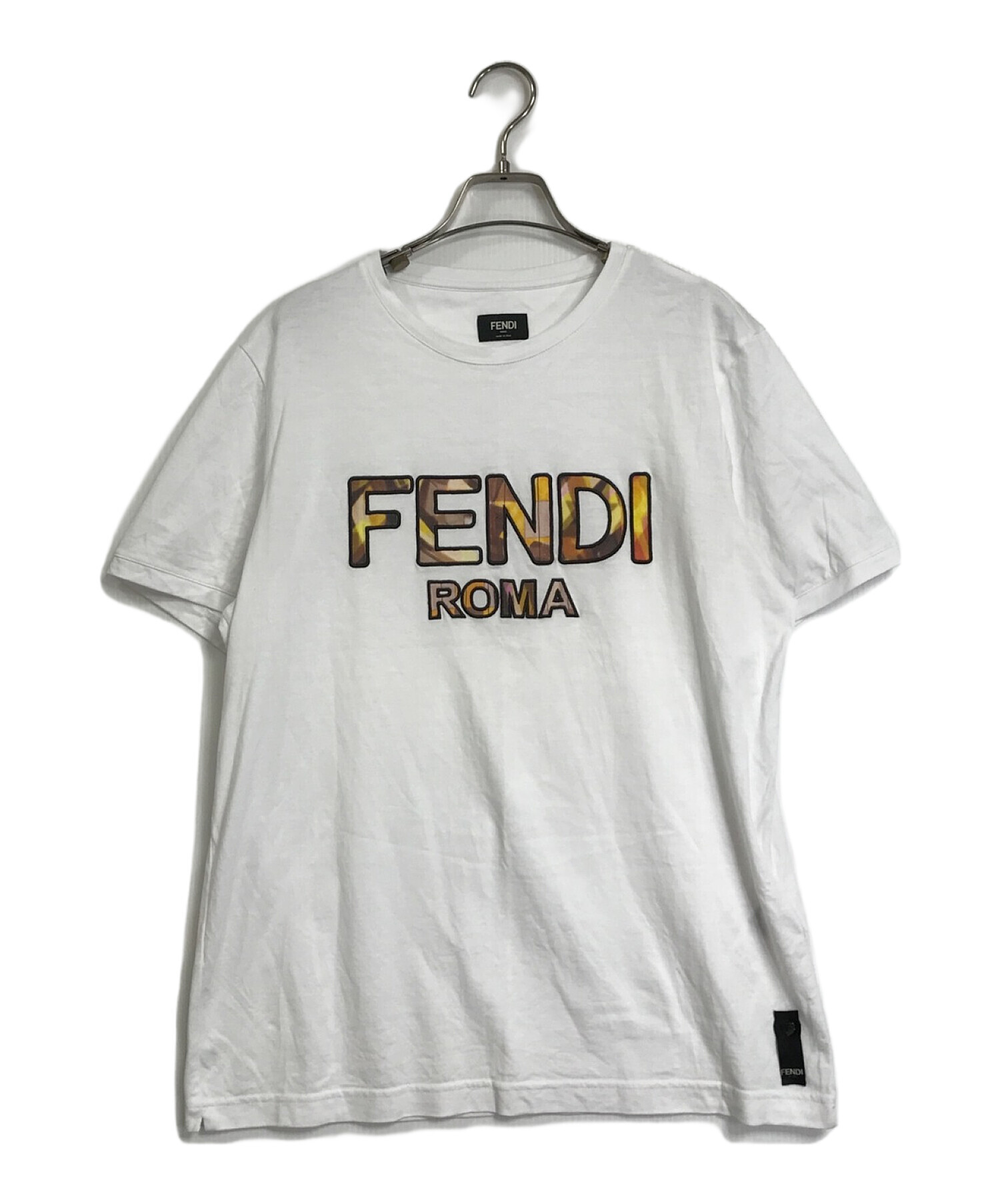 FENDI (フェンディ) FENDI　　ロゴTシャツ　12CPF-19-3802 ホワイト サイズ:L