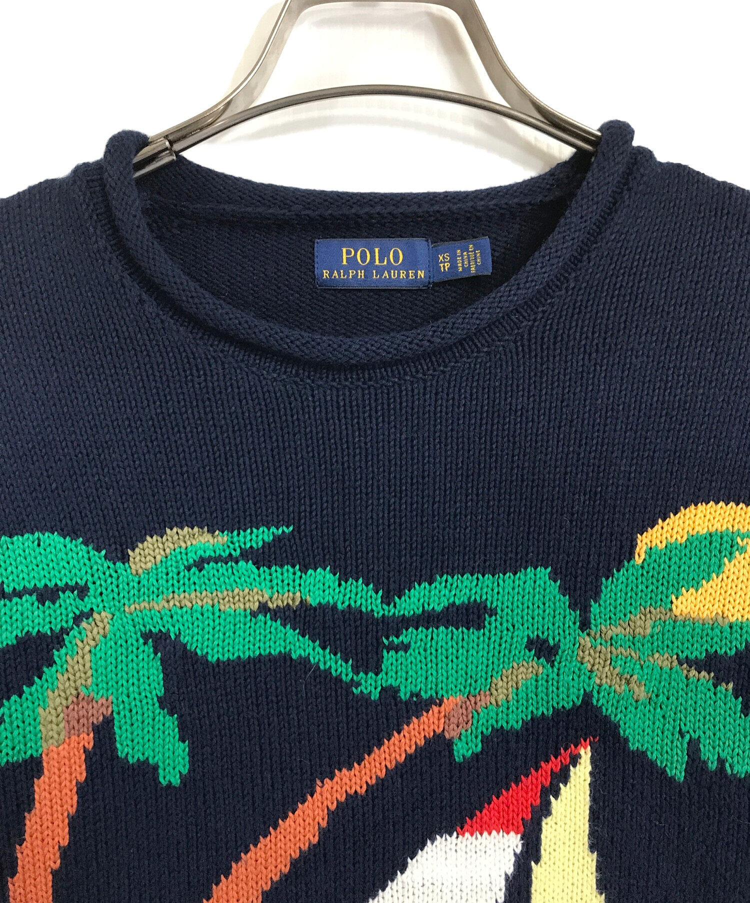 中古・古着通販】POLO RALPH LAUREN (ポロ・ラルフローレン) ビーチデザインロールネックニット コットンニット 長袖ニット セーター  ネイビー サイズ:XS｜ブランド・古着通販 トレファク公式【TREFAC FASHION】スマホサイト