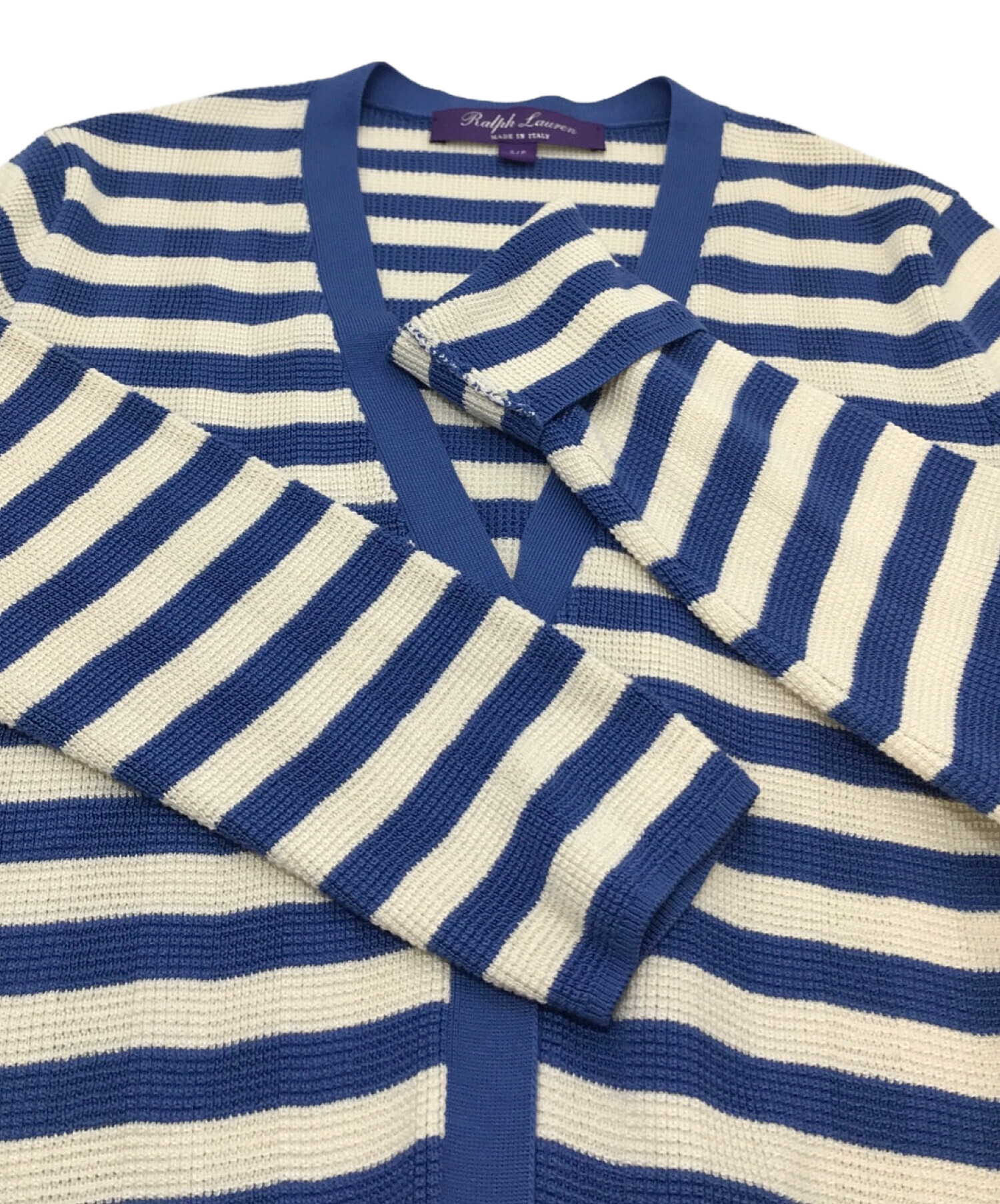 中古・古着通販】RALPH LAUREN PURPLE LABEL (ラルフ ローレン パープル レーベル) RALPH LAUREN PURPLE  LABEL ボーダーニットカーディガン ブルー×ホワイト サイズ:S｜ブランド・古着通販 トレファク公式【TREFAC FASHION】スマホサイト