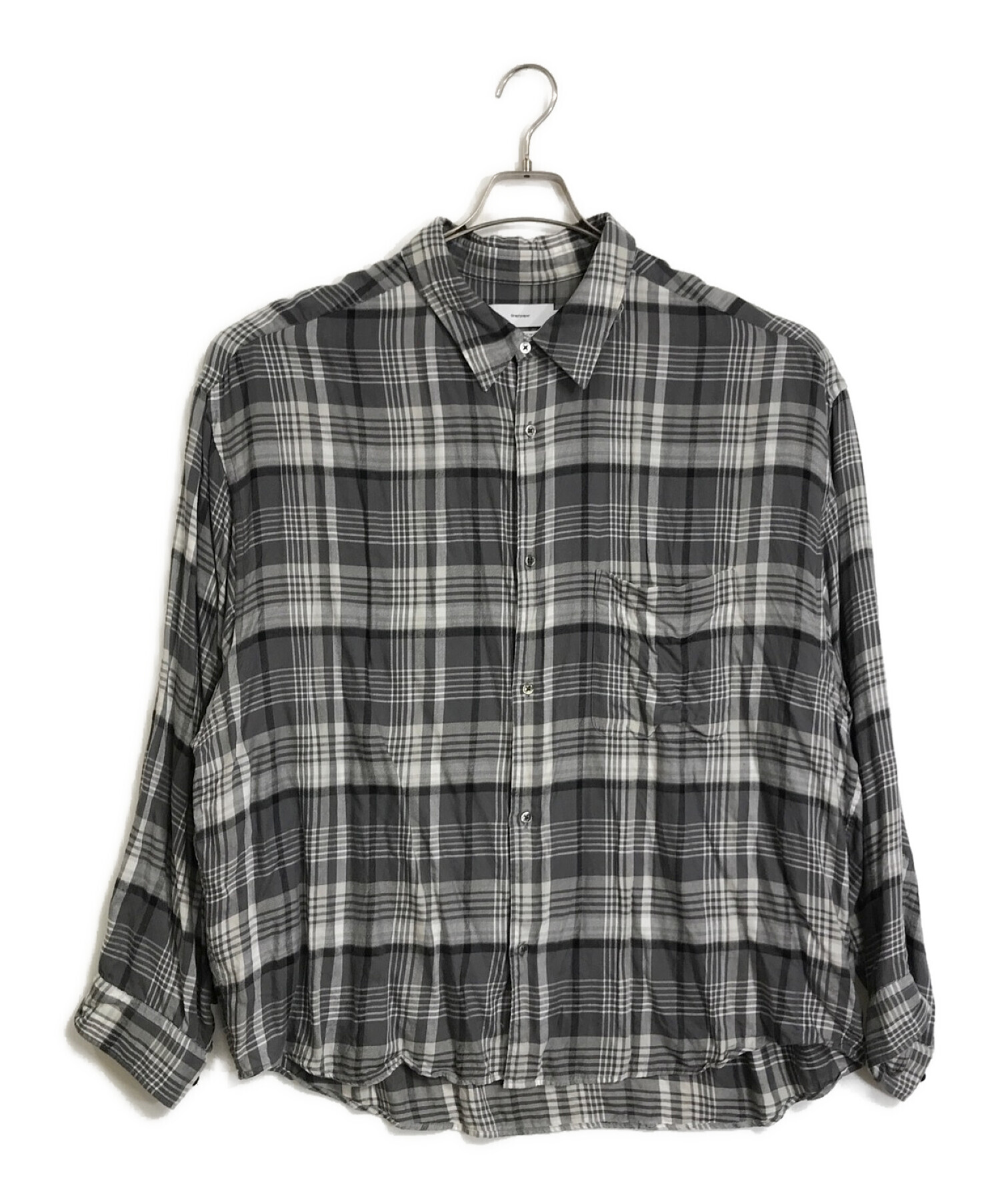 中古・古着通販】Graphpaper (グラフペーパー) チェックシャツ/Tencel Check Regular Collar Big Shirt  Graphpaper（グラフペーパー） グレー サイズ:FREE｜ブランド・古着通販 トレファク公式【TREFAC FASHION】スマホサイト