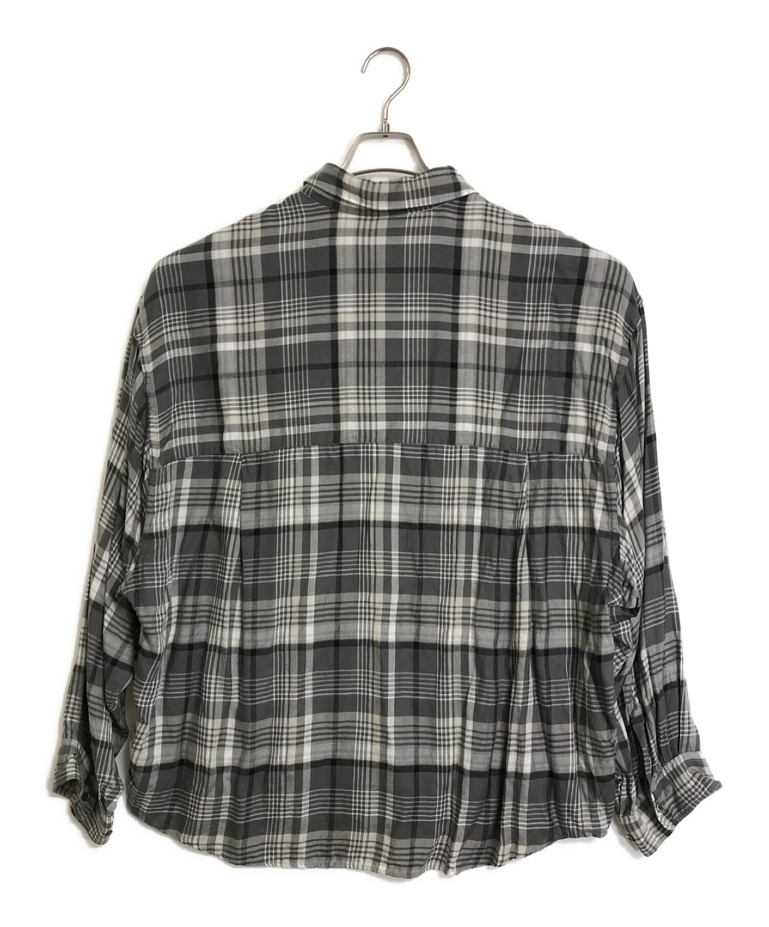 Graphpaper (グラフペーパー) チェックシャツ/Tencel Check Regular Collar Big Shirt　 Graphpaper（グラフペーパー） グレー サイズ:FREE