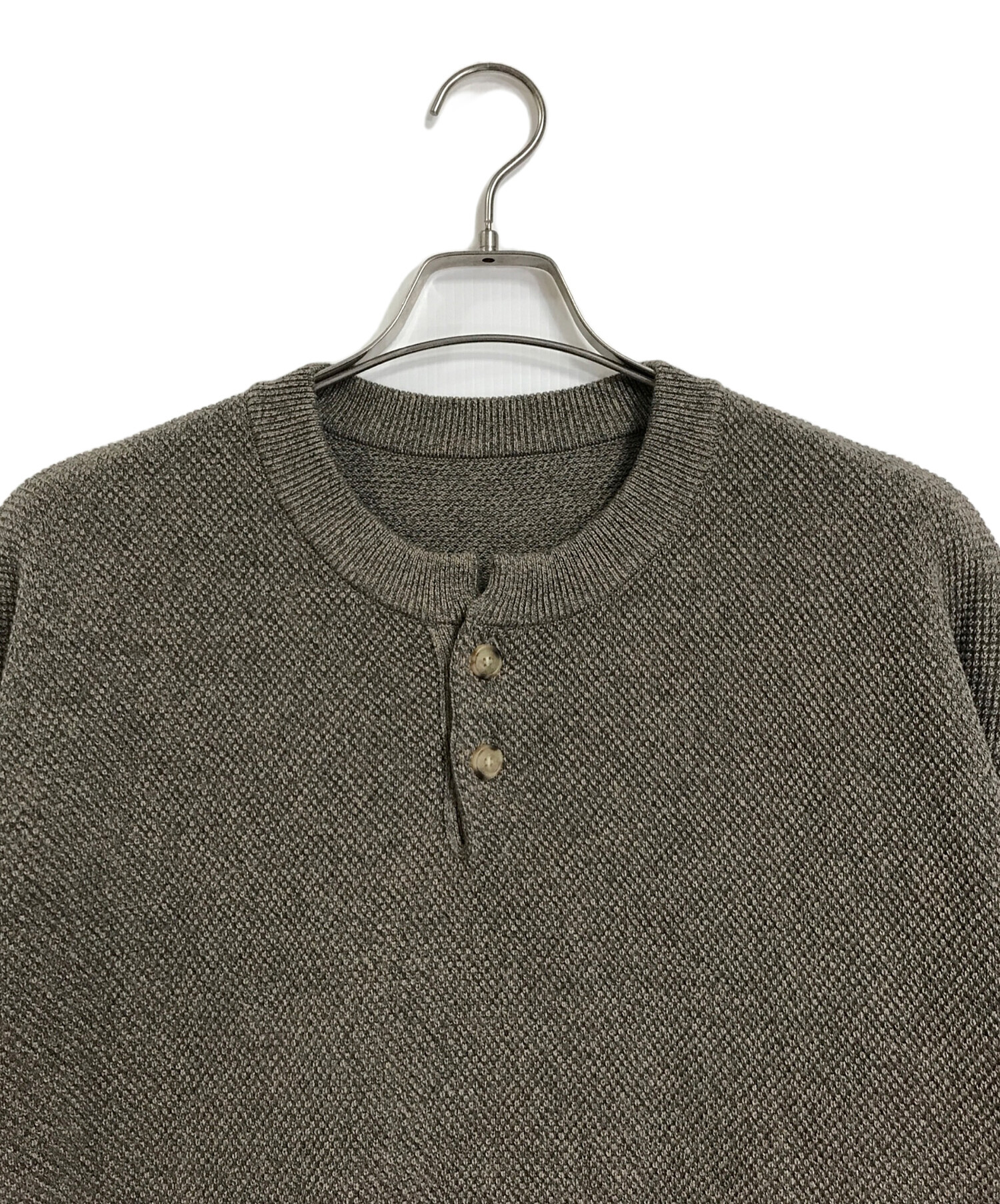 crepuscule (クレプスキュール) ヘンリーネックスウェット/Moss stitch henley neck ブラウン サイズ:S