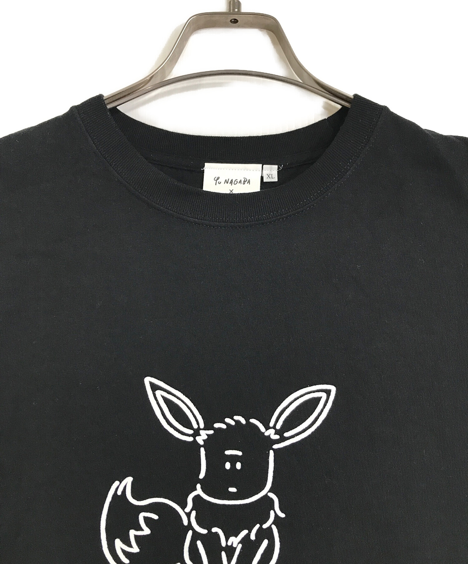 BEAMS (ビームス) 長場雄 Yu NAGABA ポケモンカードゲーム Osuwari Design イーブイ T-shirt TEE  おすわりデザイン　ポケモン　半袖　S/S ブラック サイズ:XL