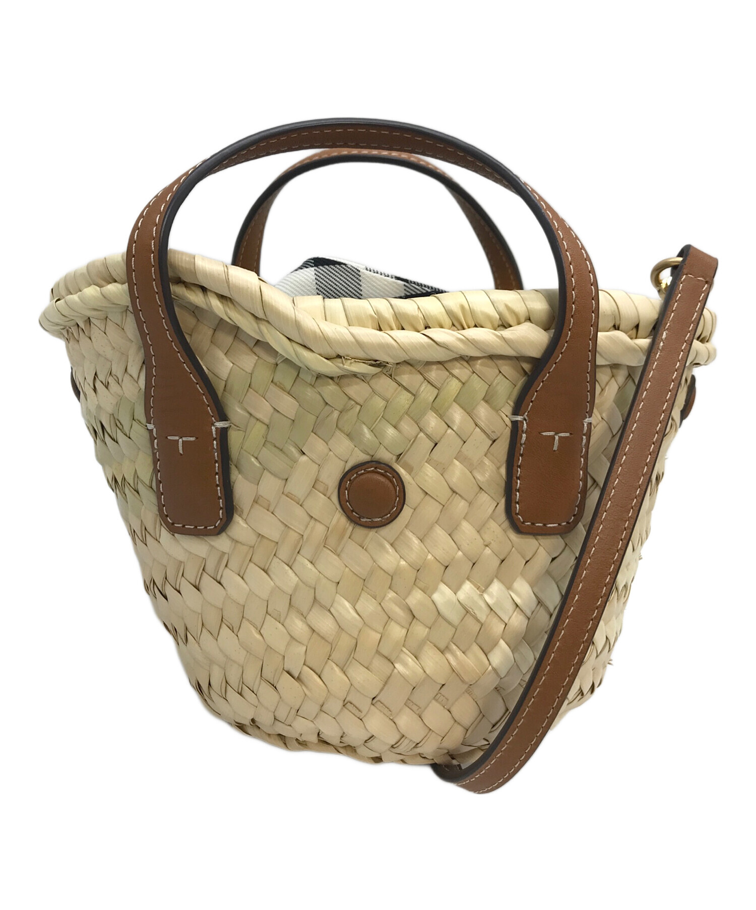 TORY BURCH (トリーバーチ) ELLA STRAW MINI BASKET エラ ストロー ミニ バスケット カゴバッグ　ミニバッグ　 ショウダーバッグ　ハンドバッグ ブラウン サイズ:実寸参照