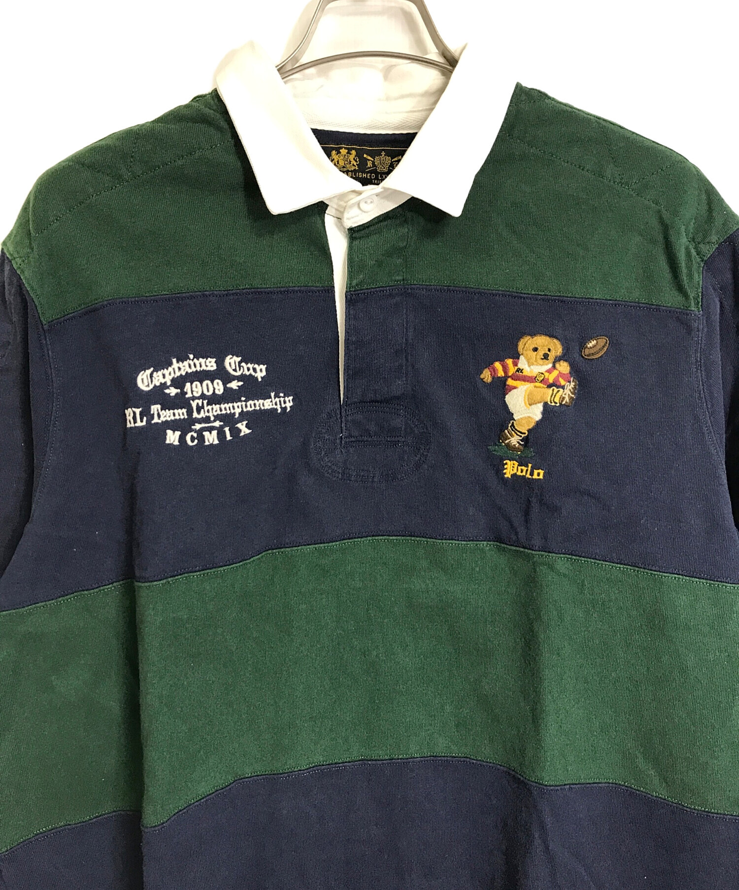 中古・古着通販】POLO RALPH LAUREN (ポロ・ラルフローレン) ポロベアラガーシャツ ボーダー ネイビー×グリーン ネイビー×グリーン  サイズ:XL｜ブランド・古着通販 トレファク公式【TREFAC FASHION】スマホサイト