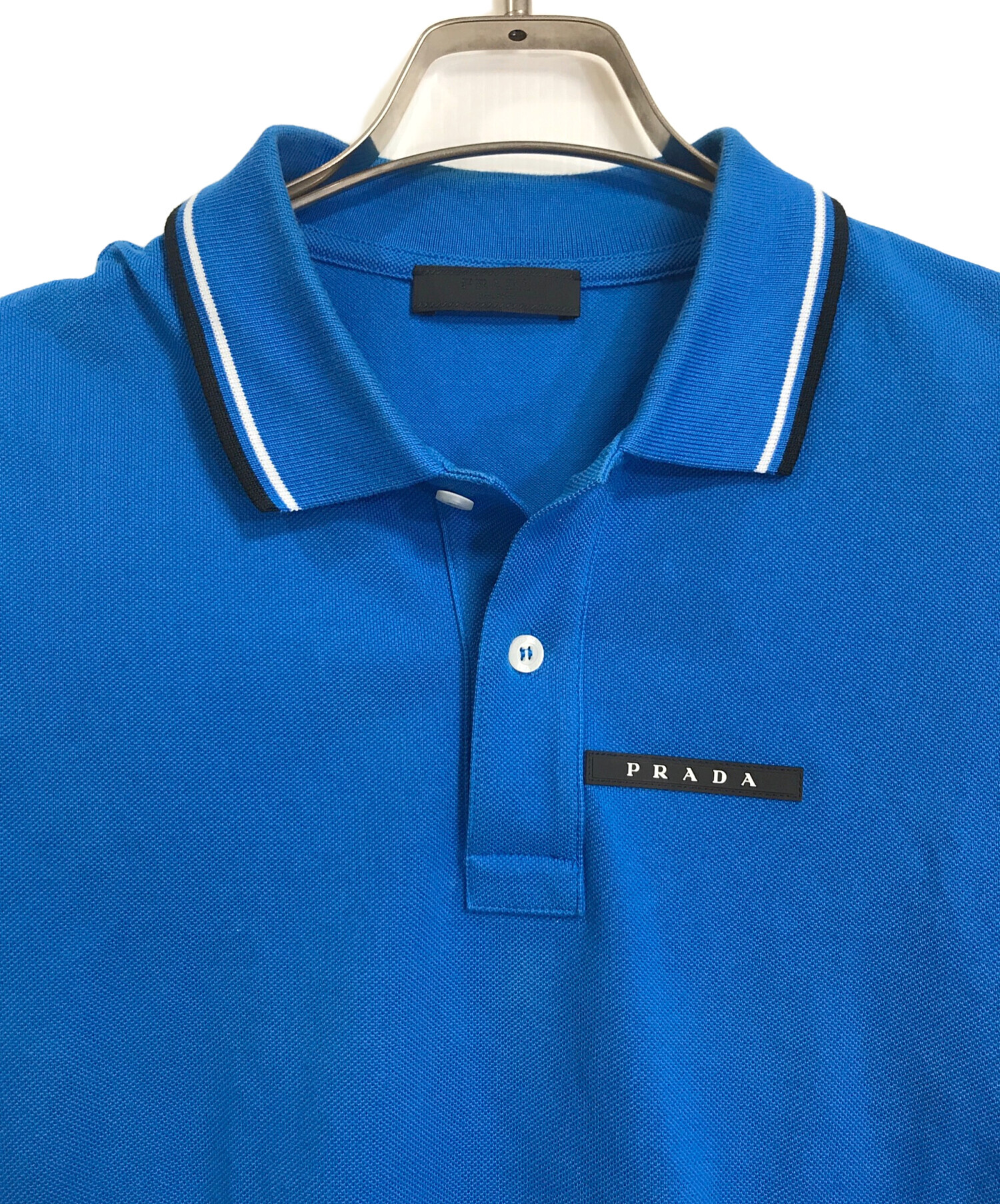 中古・古着通販】PRADA (プラダ) ロゴラバーパッチポロシャツ 半袖 S/S ブルー サイズ:M｜ブランド・古着通販 トレファク公式【TREFAC  FASHION】スマホサイト