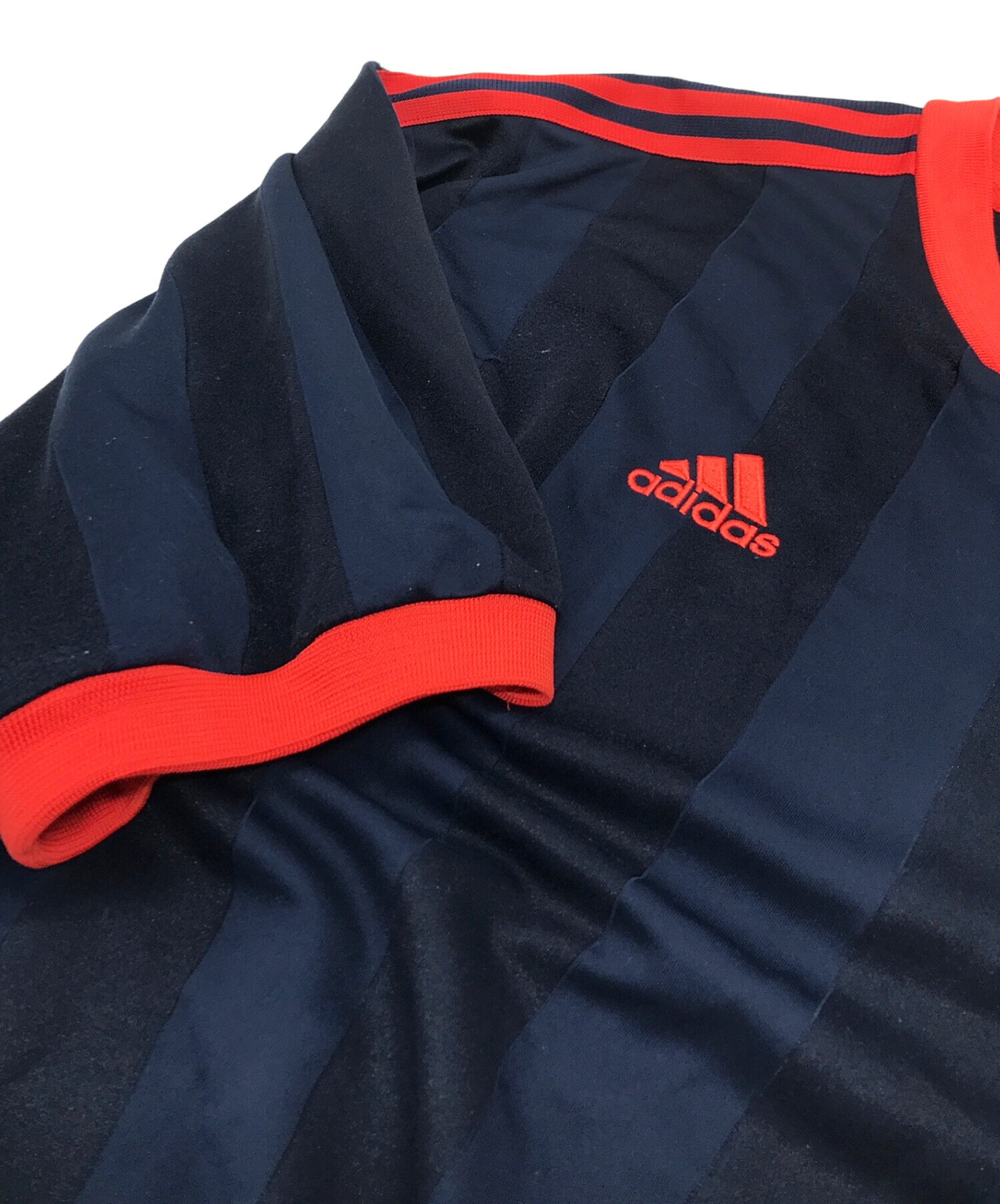 Gosha Rubchinskiy (ゴーシャラブチンスキー) adidas (アディダス) ゲームシャツ　ネイビー×レッド　ストライプ　3ライン  ネイビー×レッド サイズ:m