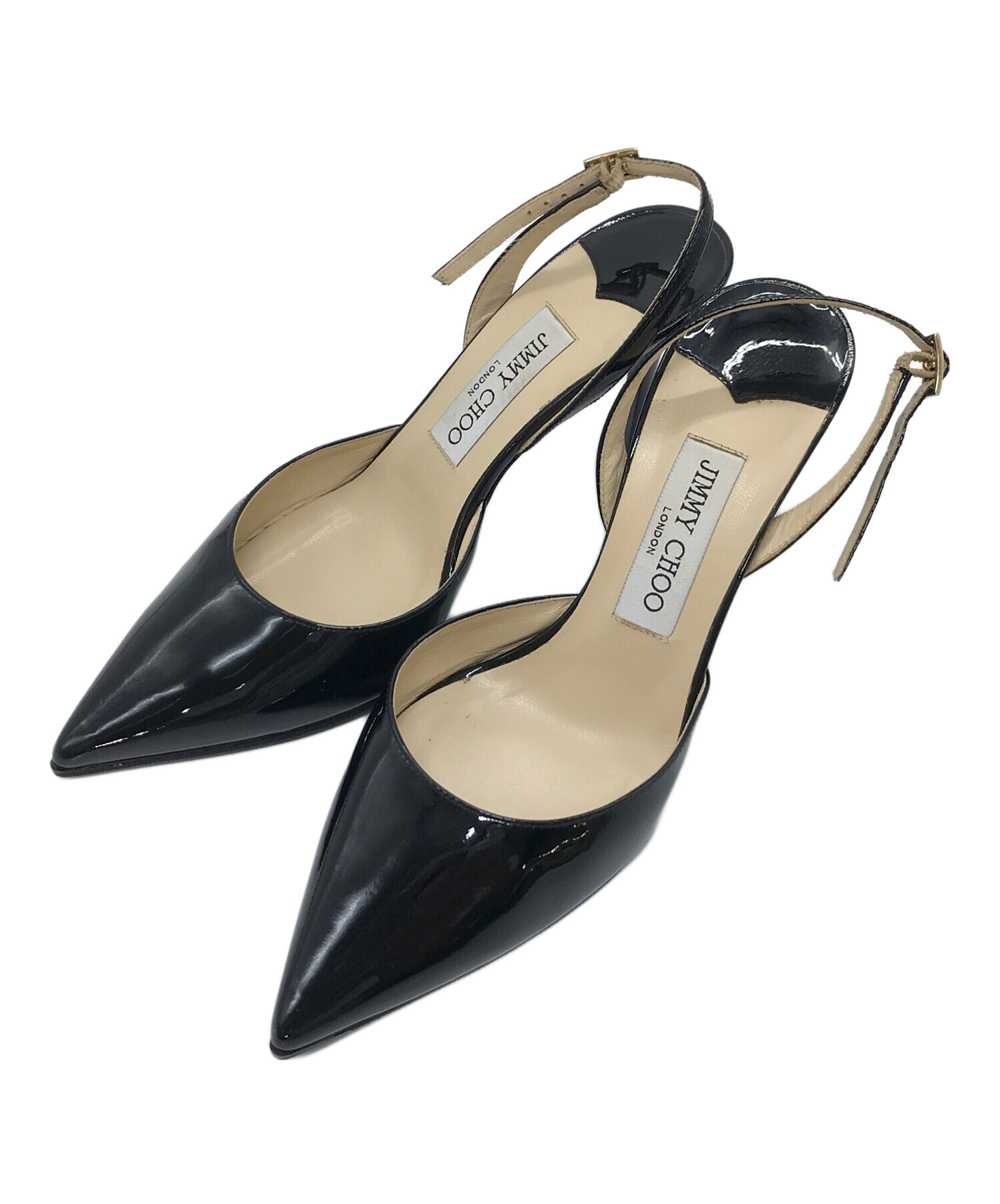 中古・古着通販】JIMMY CHOO (ジミーチュウ) エナメルミュールパンプス ブラック サイズ:38｜ブランド・古着通販  トレファク公式【TREFAC FASHION】スマホサイト