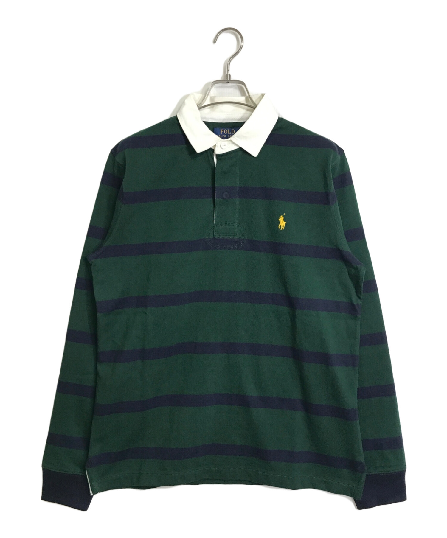 POLO RALPH LAUREN (ポロ・ラルフローレン) ラガーシャツ　コットンシャツ グリーン×ネイビー サイズ:M