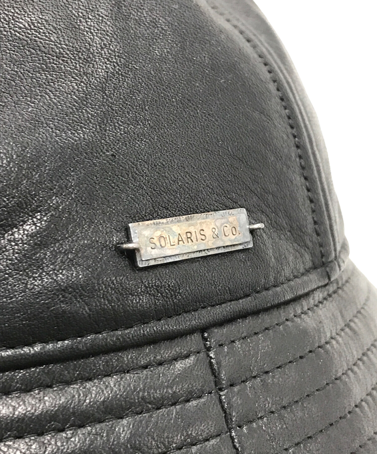 SOLARIS HATMAKERS&Co. (ソラリス ハットメーカーズ) LEATHER BUCKET HAT レザーバケットハット ブラック  サイズ:58 71/4