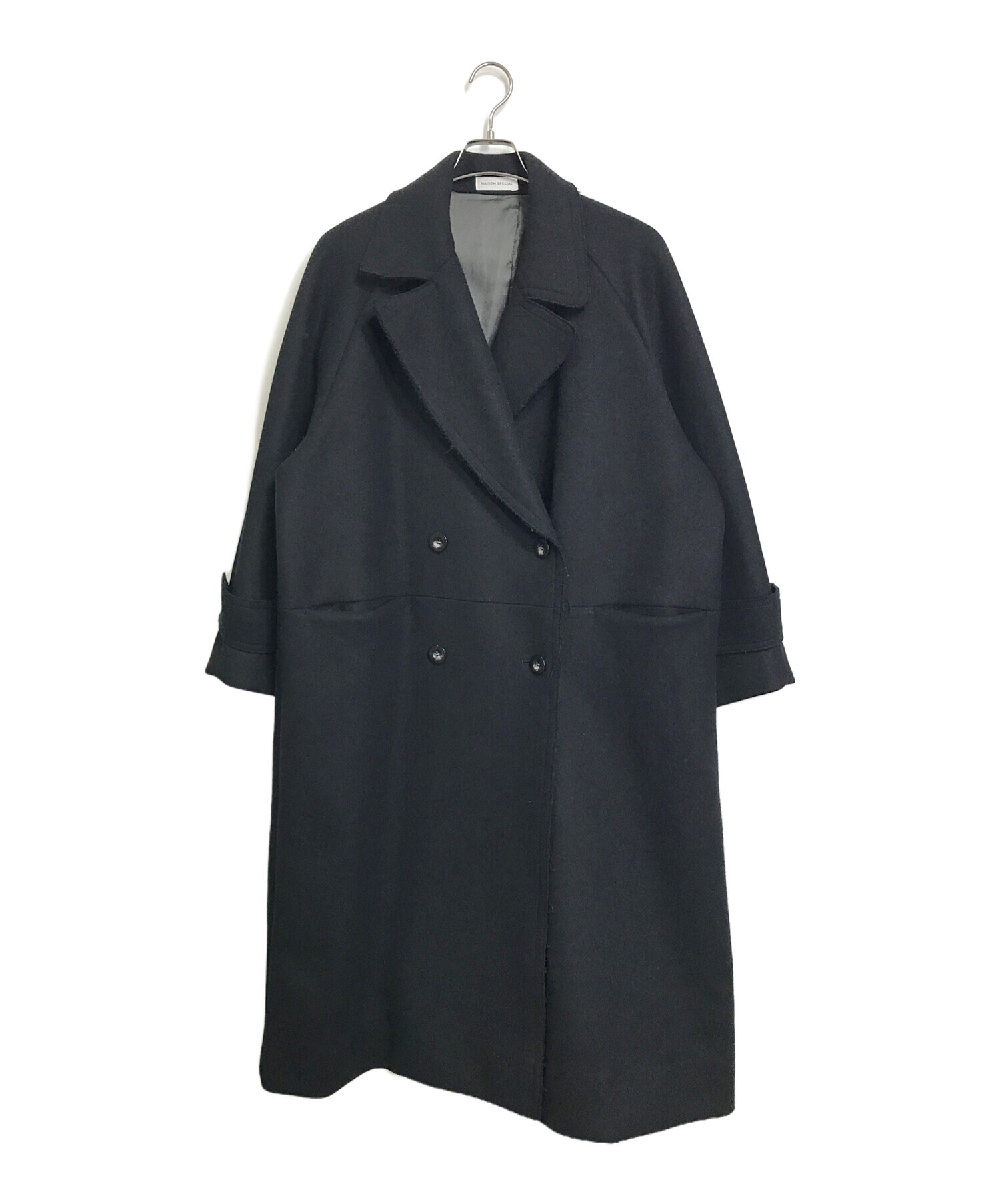 MAISON SPECIAL (メゾンスペシャル) Super140 Melton Over Coat スーパー140 メルトンオーバーコート　 2121216511　ブラック ブラック サイズ:36