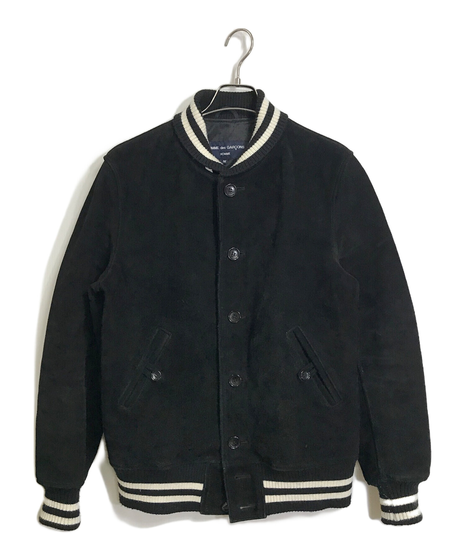 COMME des GARCONS HOMME (コムデギャルソン オム) ヌバック スエード レザー スタジャン レザーブルゾン ブラック サイズ:M