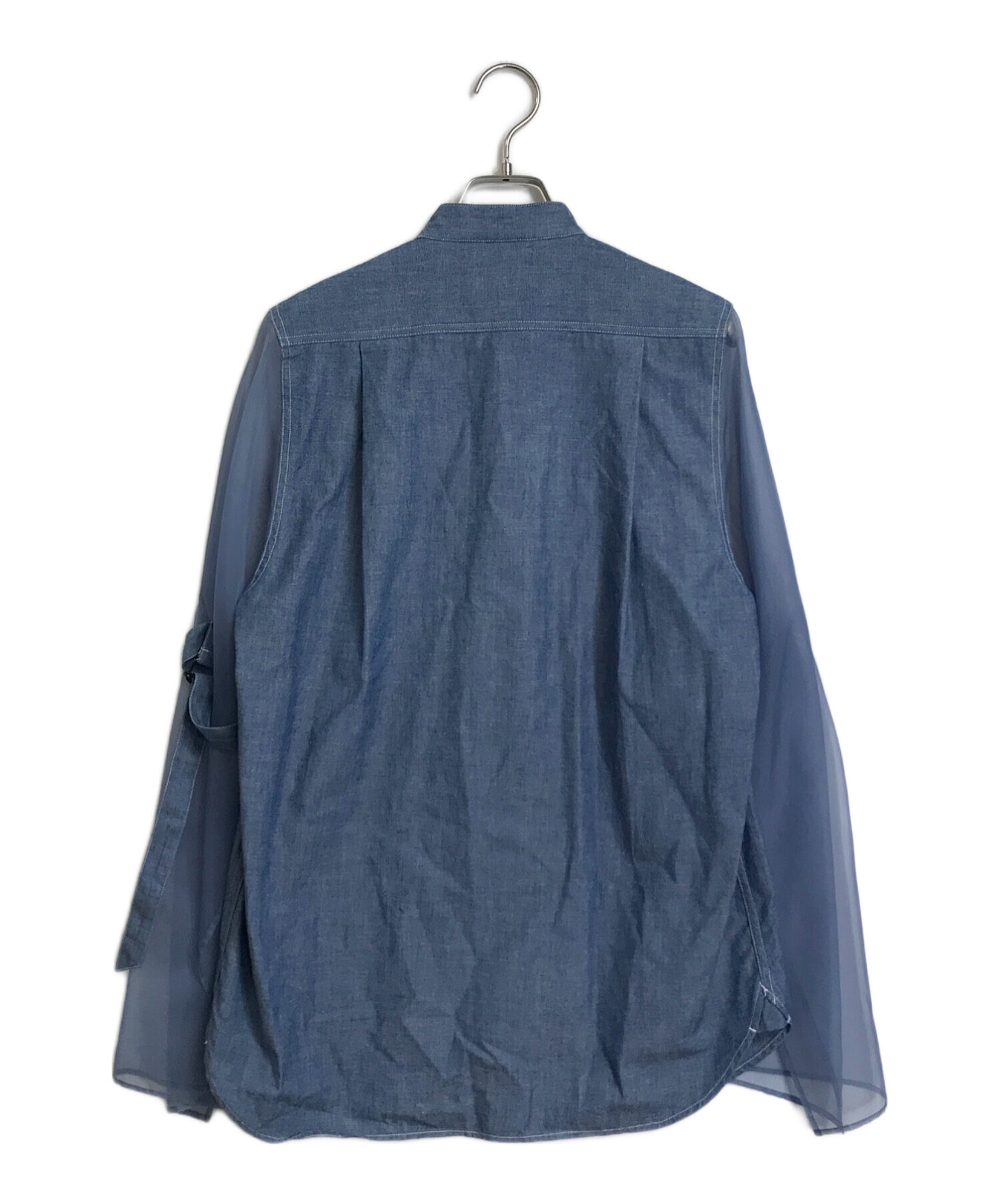 HYKE (ハイク) CHAMBRAY MILITARY SHIRT WITH SHEER SLEEVES ブルー サイズ:M