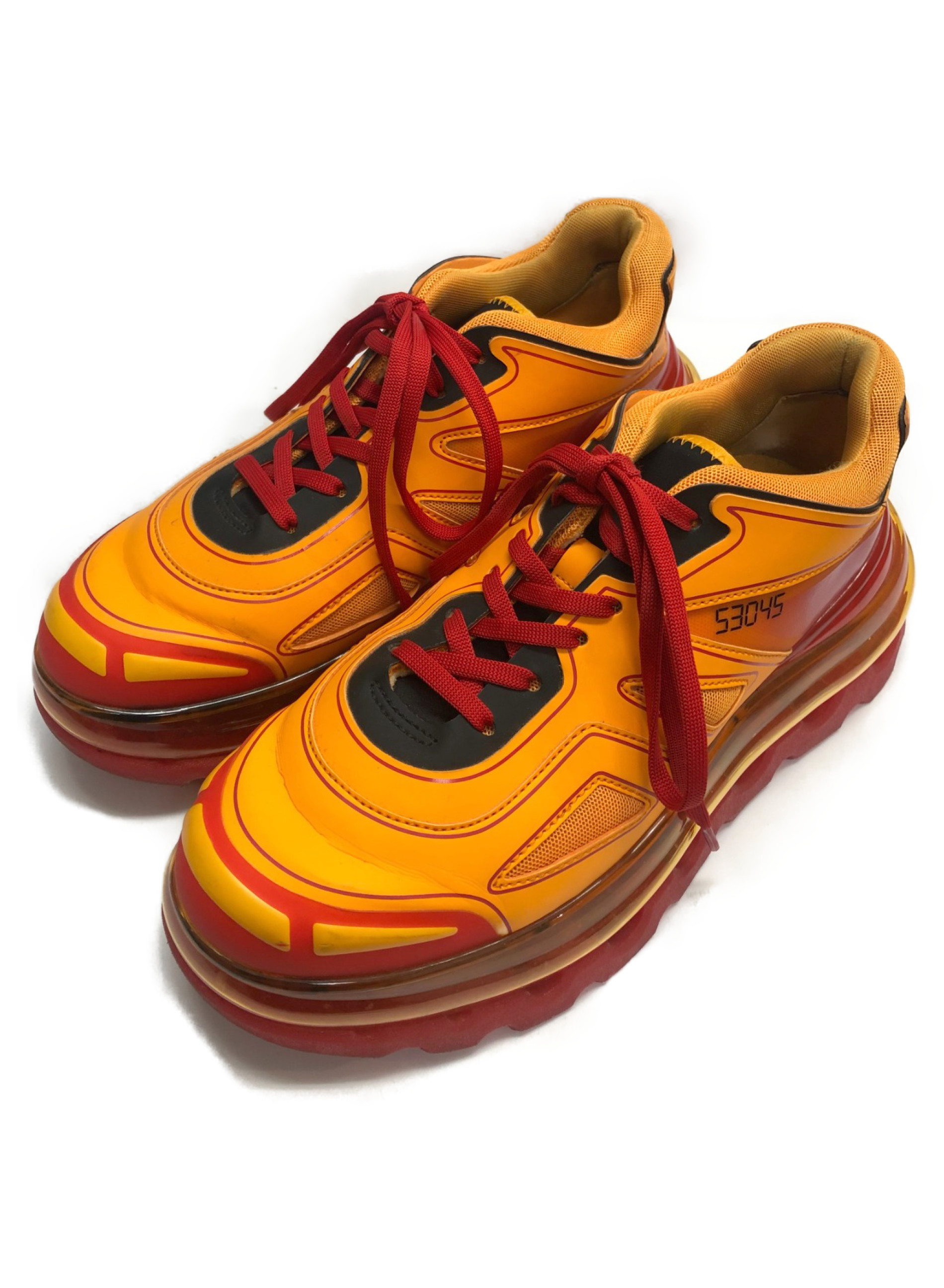 Shoes 53045 (シューズ53045) スニーカー イエロー×レッド サイズ:41 BUMP AIR FLAME