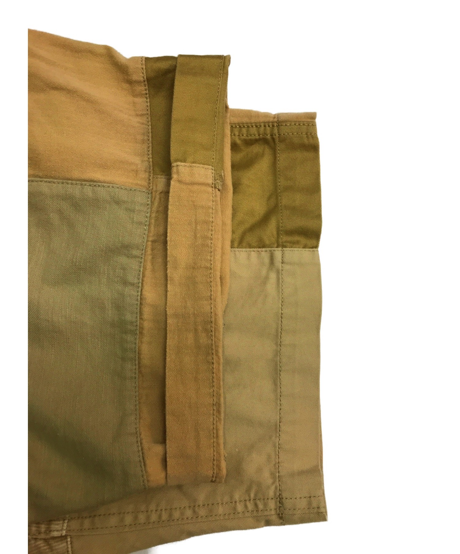 MOUNTAIN RESEARCH (マウンテンリサーチ) パッチワークハーフパンツ ベージュ サイズ:L Crafted Shorts  MTR-1915