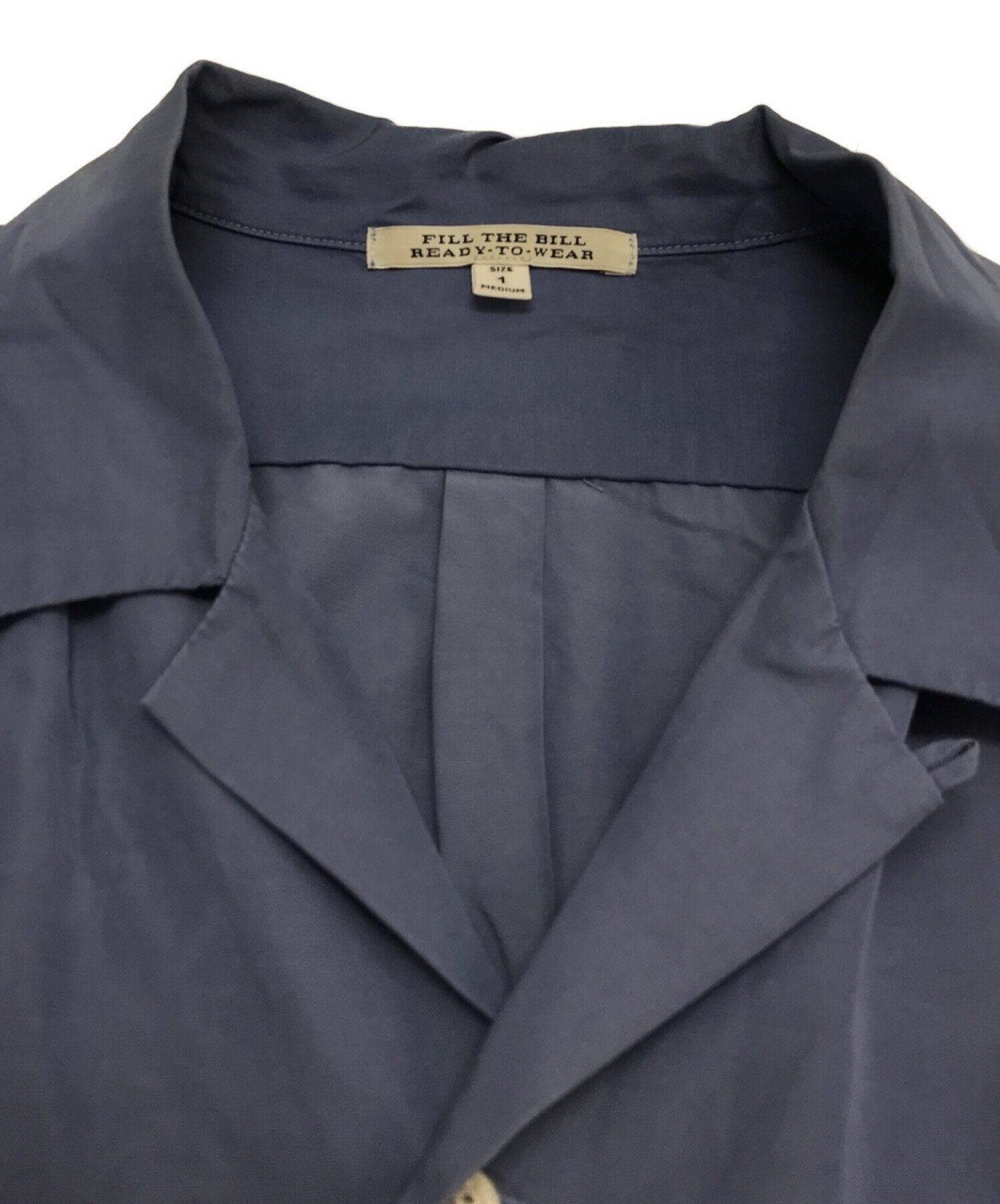 FILL THE BILL (フィルザビル) コットンキュプラオープンカラーシャツ / 半袖シャツ ネイビー サイズ:1