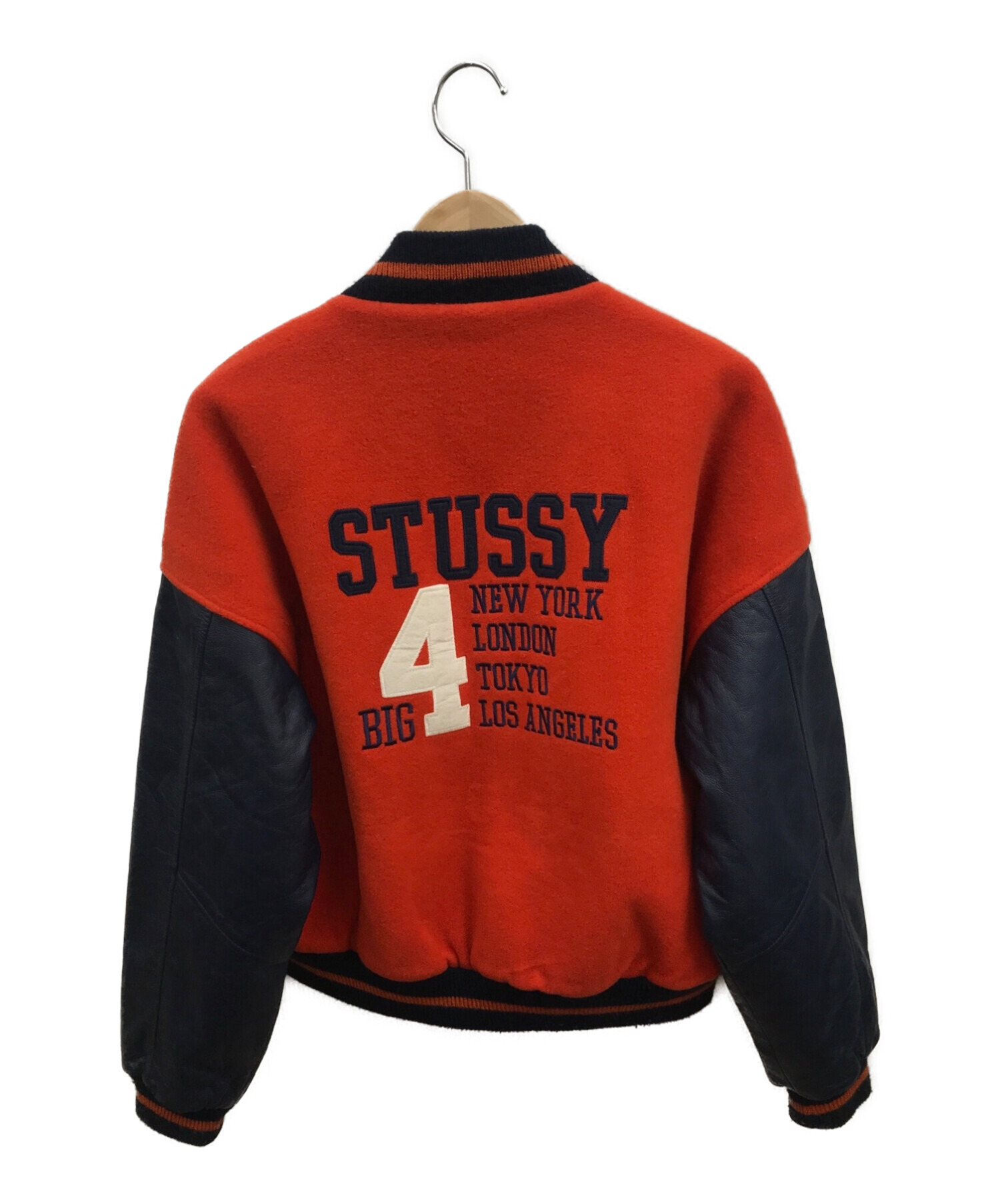 stussy (ステューシー) 90'Sヴィンテージ限定スタジャン オレンジ×ネイビー サイズ:S