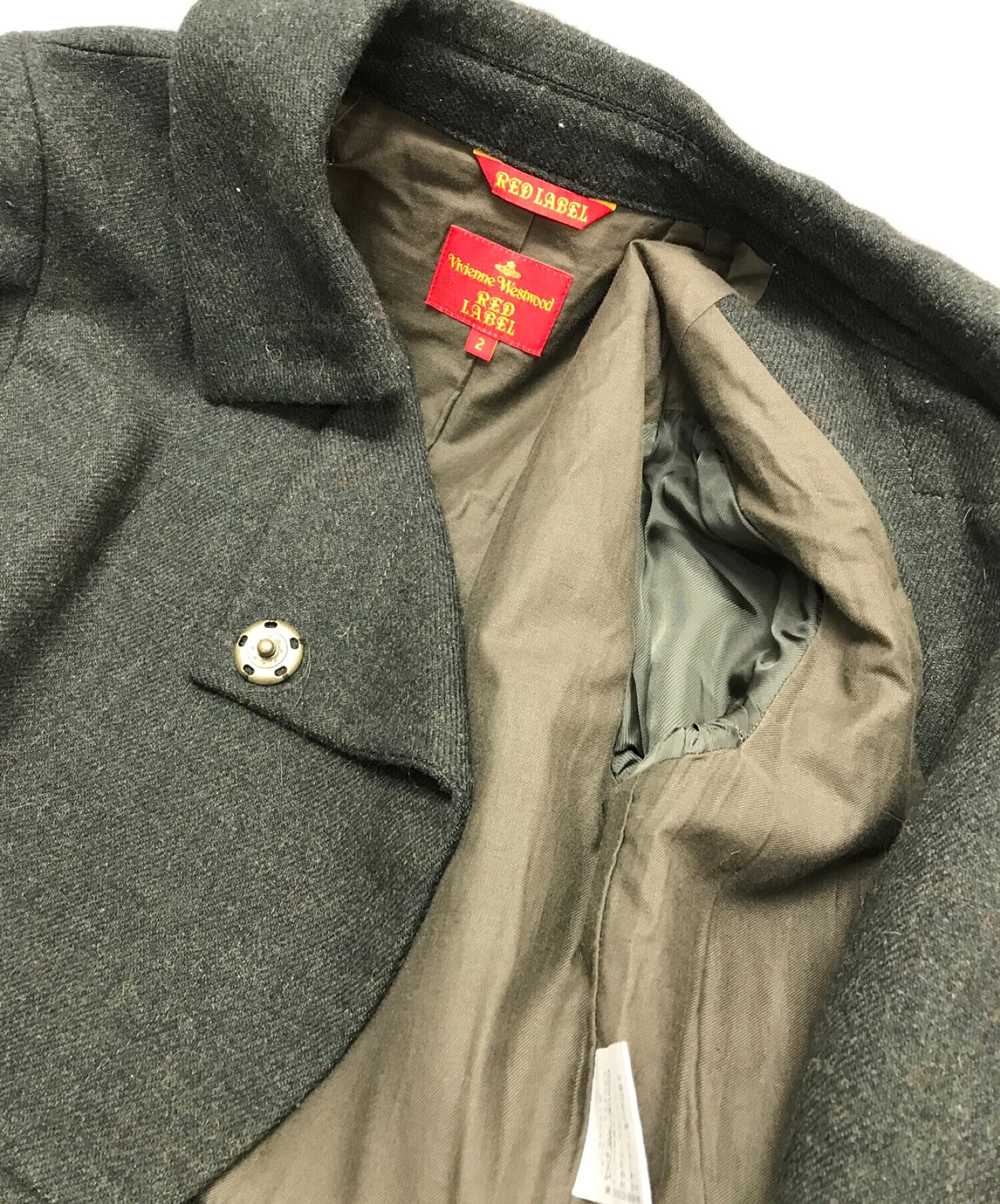 Vivienne Westwood RED LABEL (ヴィヴィアンウエストウッドレッドレーベル) ベルト付変形コート カーキ サイズ:2