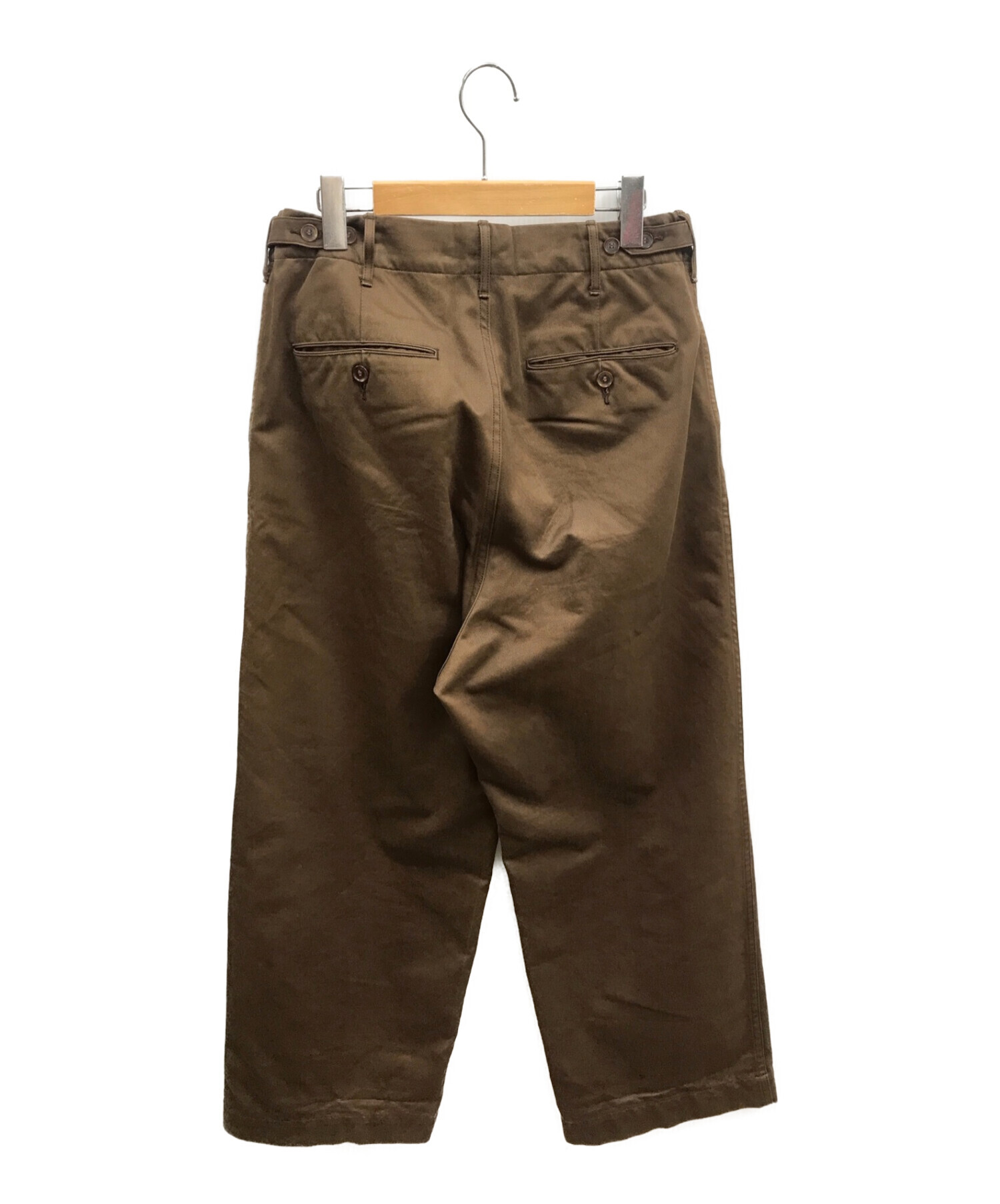 AURALEE (オーラリー) WASHED FINX CHINO WIDE PANTS / ウォッシュドフィンクスチノワイドチノパンツ ブラウン  サイズ:3