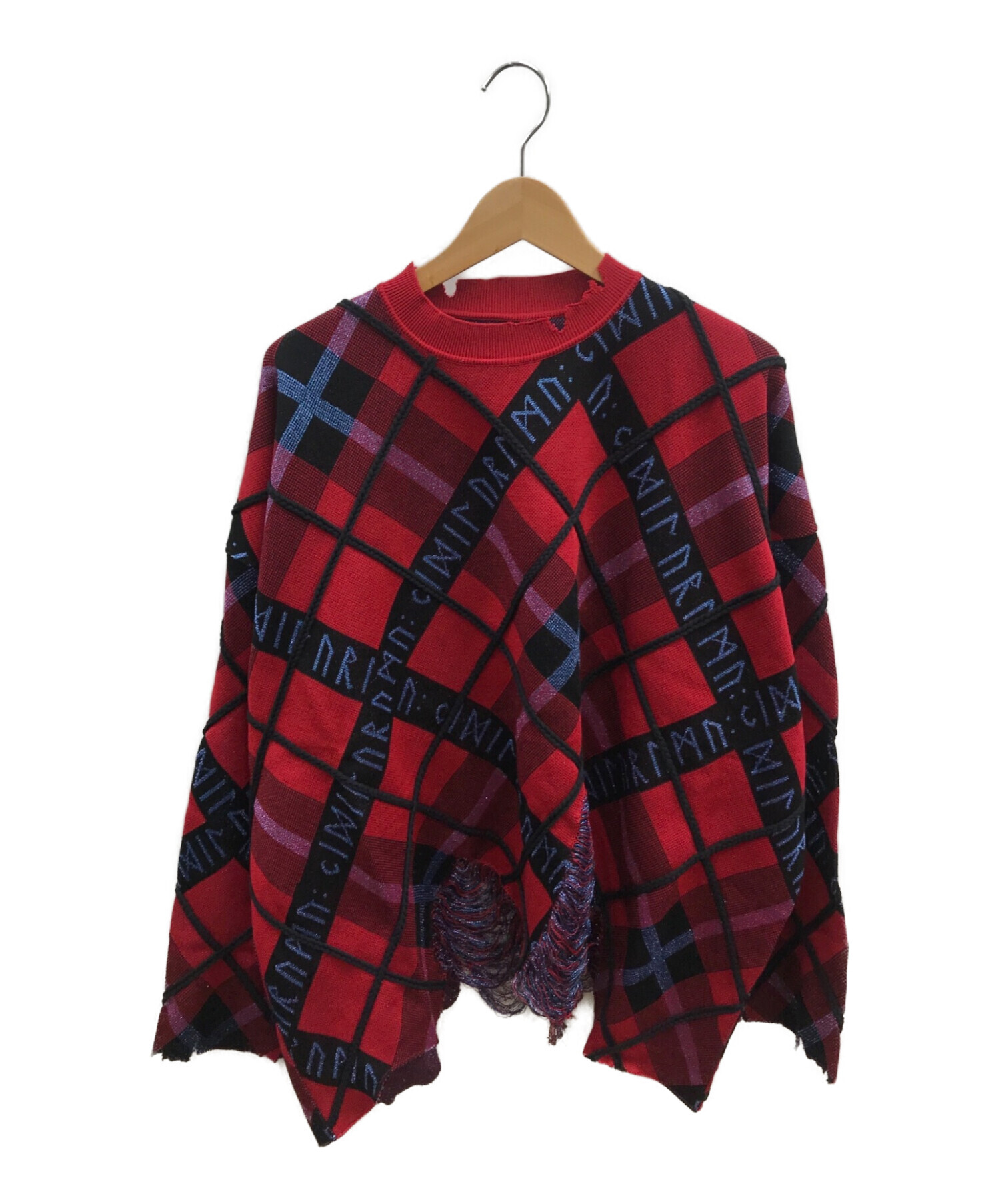 KIDILL×rurumu (キディル×ルルムウ) Tartan Check Knit Pullover / タータンチェックニットプルオーバー  レッド サイズ:FREE