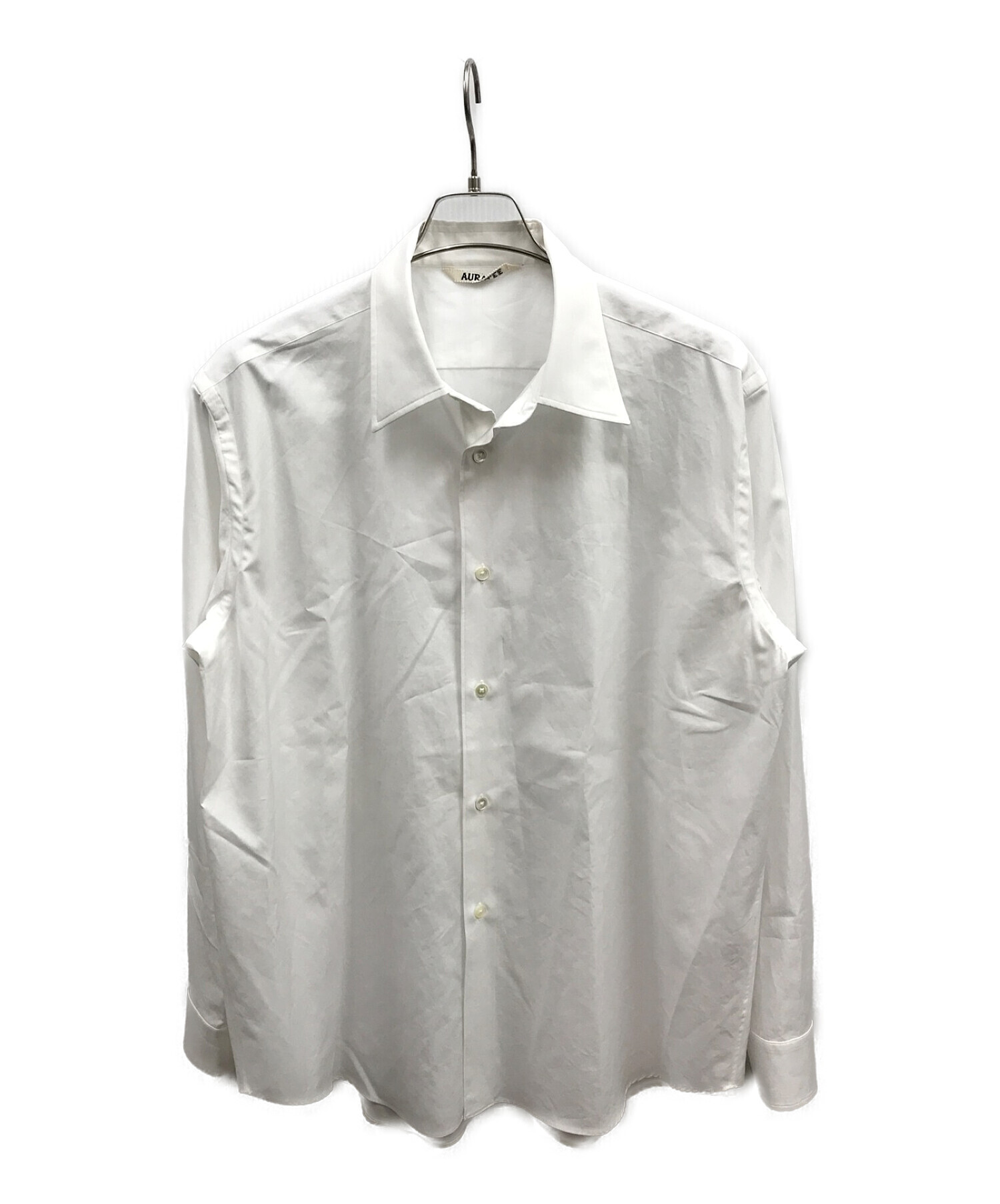 AURALEE (オーラリー) WASHED FINX TWILL SHIRTS / ウォッシュドフィンクスツイルシャツ / 無地シャツ /  ドレスシャツ ホワイト サイズ:４