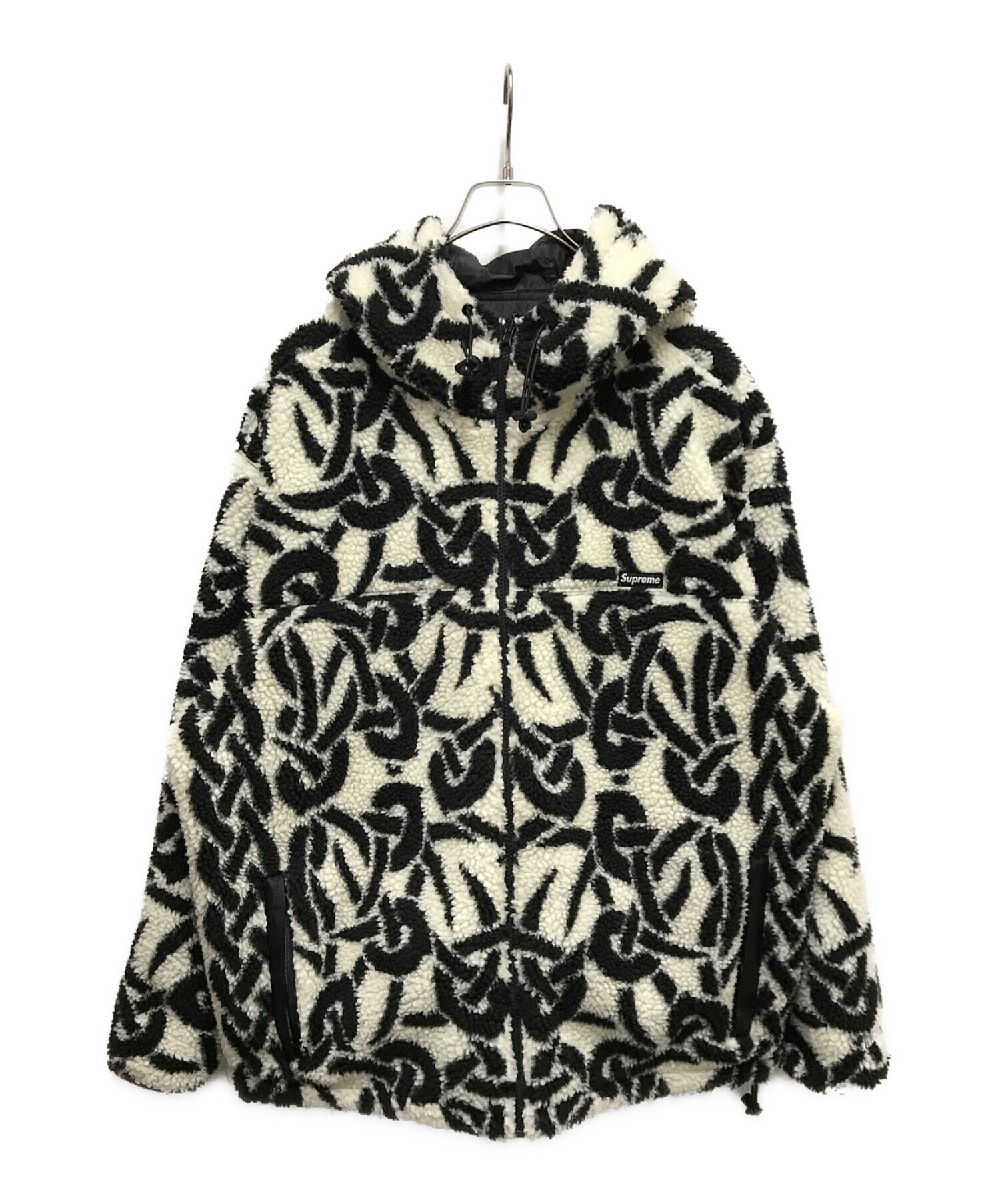 SUPREME ケルトノットリバーシブルウインドストッパーフリースフーデッドジャケット / Celtic Knot Reversible  WINDSTOPPER Fleece Hooded Jacket ブラック×ホワイト サイズ:XL