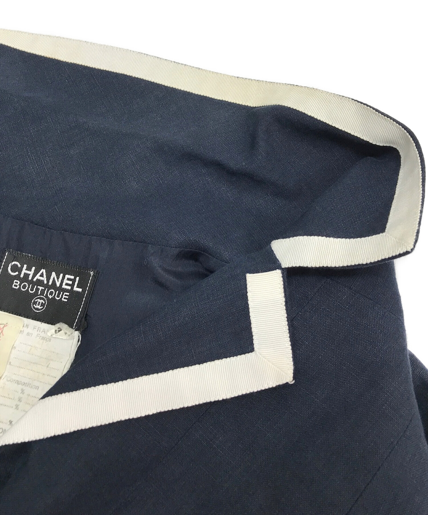 中古・古着通販】CHANEL (シャネル) 金釦パイピングテーラードワンピース ネイビー サイズ:34｜ブランド・古着通販  トレファク公式【TREFAC FASHION】スマホサイト