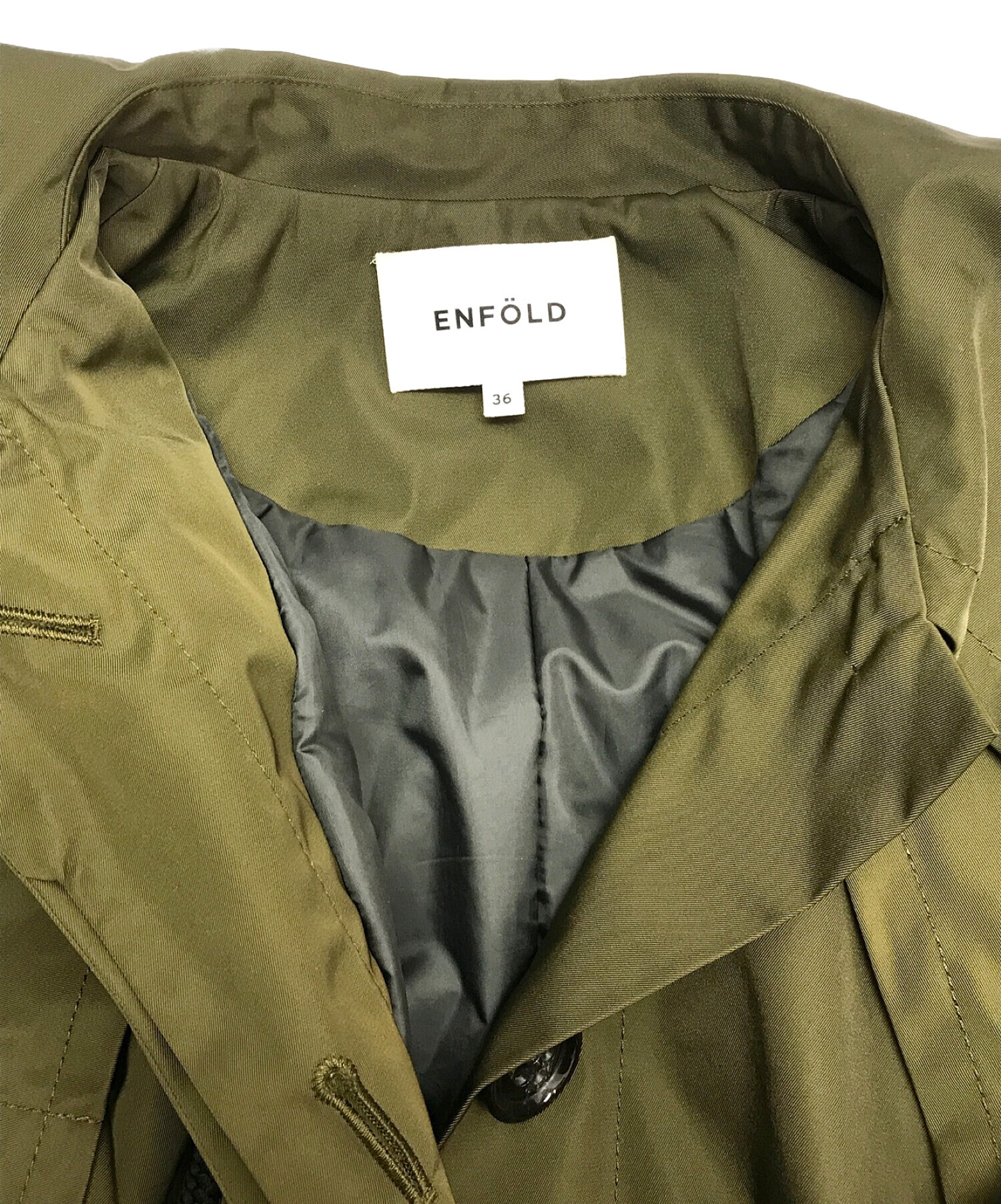 ENFOLD (エンフォルド) メモリーツイル BIGカラーショートジャケット カーキ サイズ:36