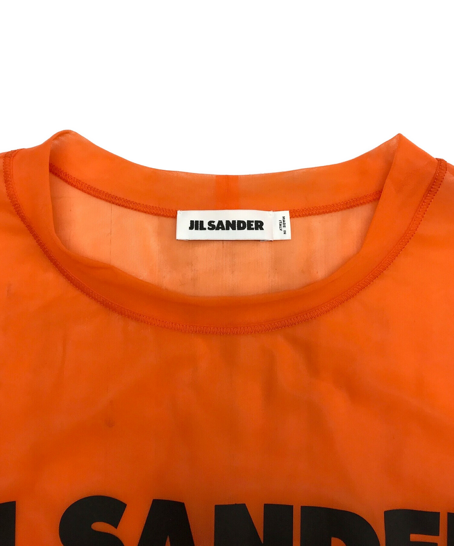 JIL SANDER (ジルサンダー) シアーロゴTシャツ オレンジ サイズ:M