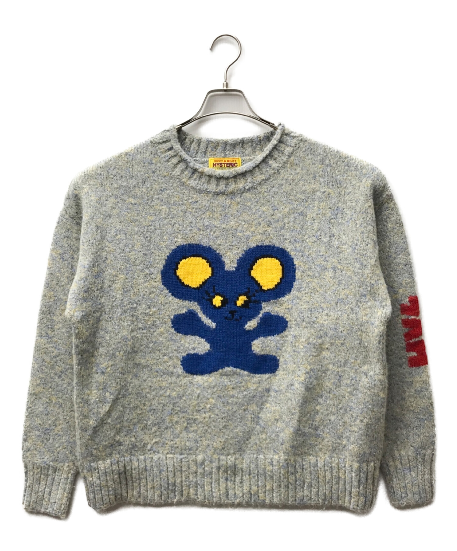 Hysteric Glamour (ヒステリックグラマー) MOUSE編込 セーター グレー×ブルー サイズ:FREE