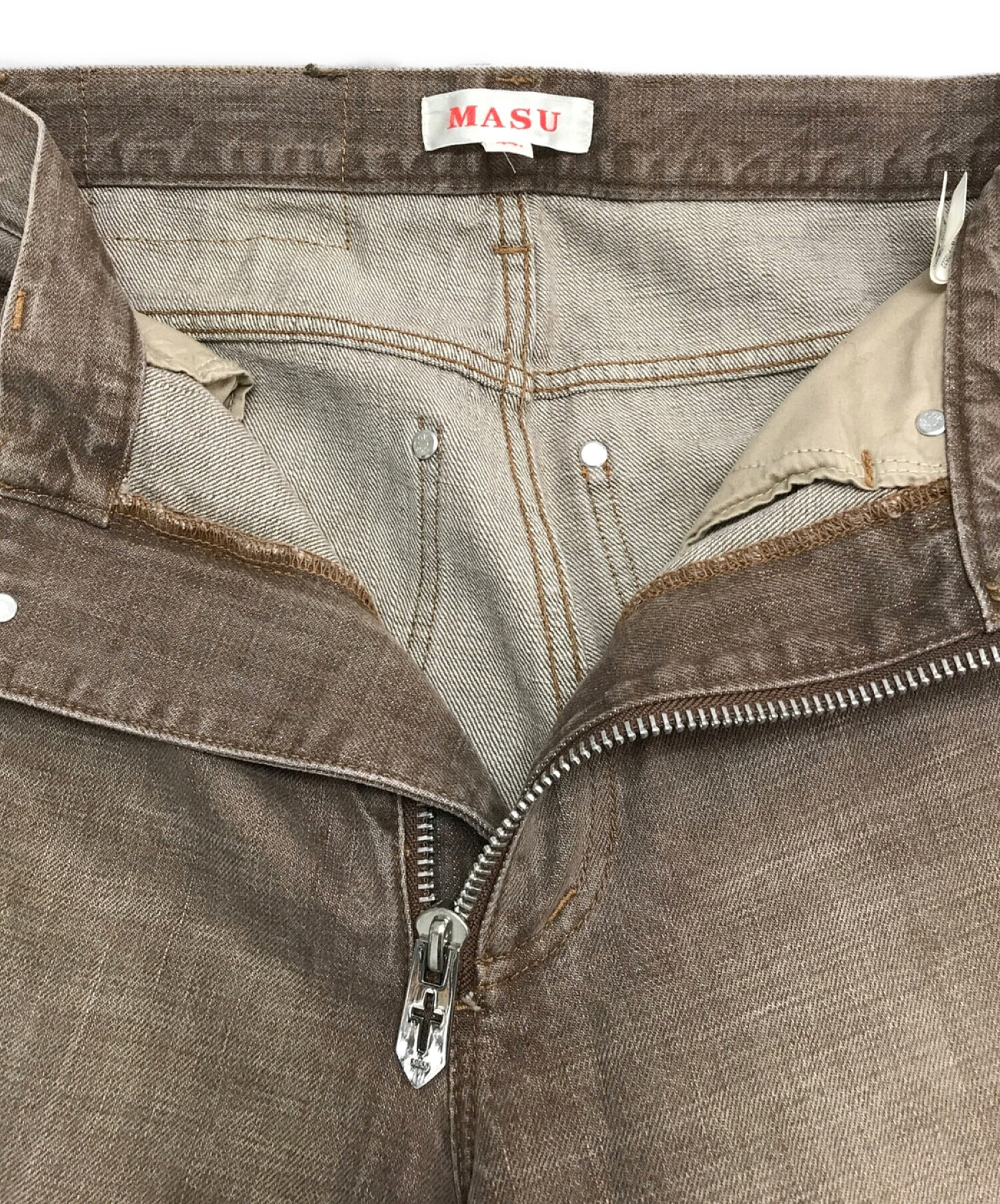 中古・古着通販】masu (エムエーエスユー) BAGGY FIT JEANS ブラウン