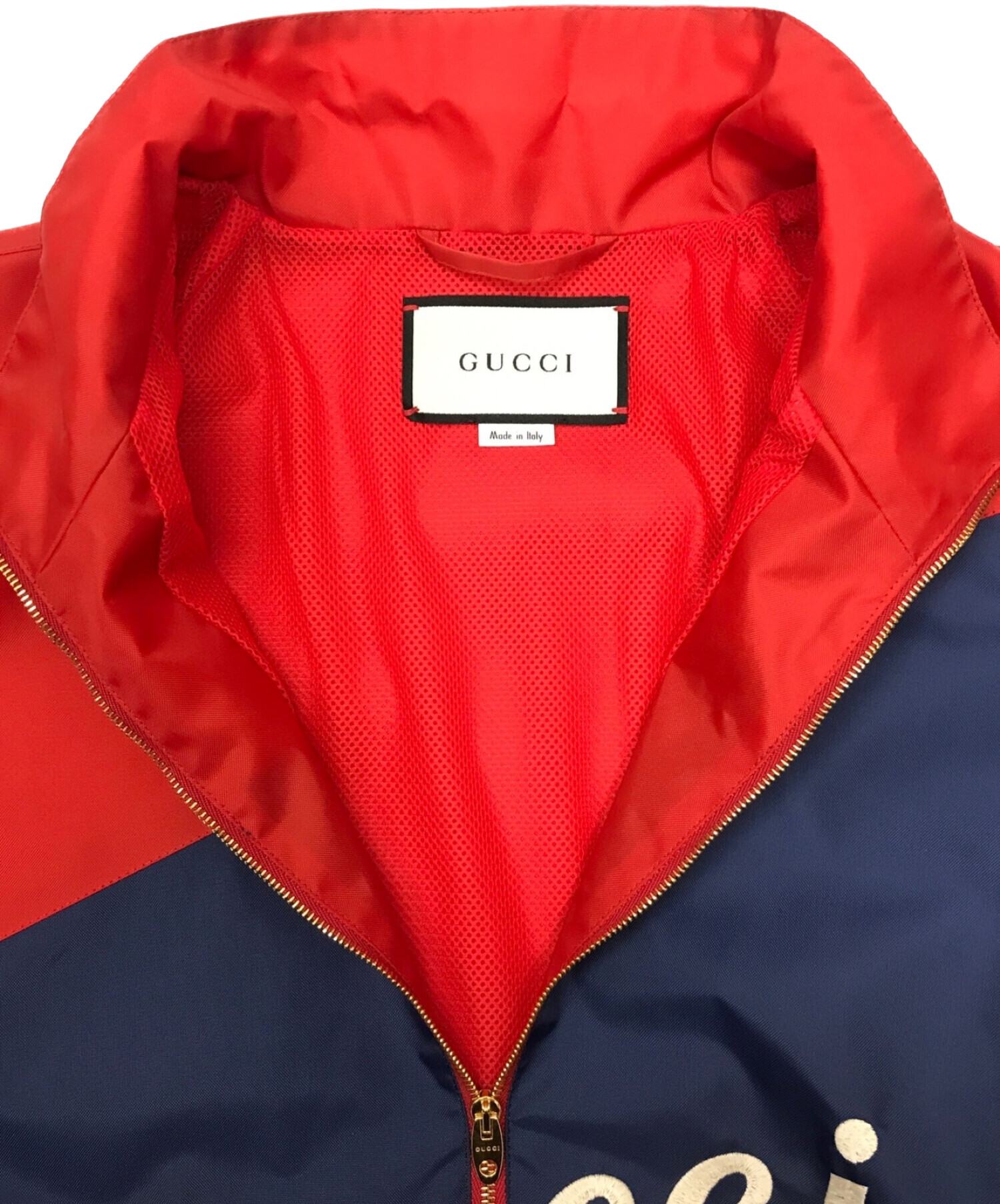 GUCCI (グッチ) ロゴボンバージャケット レッド サイズ:48