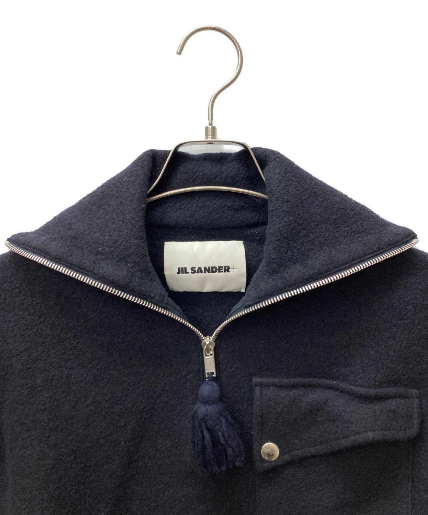 JIL SANDER+ (ジルサンダープラス) ウールハーフジップカットソー ネイビー サイズ:XS