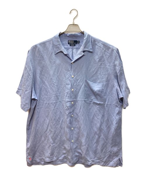 【中古・古着通販】POLO RALPH LAUREN (ポロ・ラルフローレン) 半袖シルクリネンオープンカラーシャツ ブルー  サイズ:2XL｜ブランド・古着通販 トレファク公式【TREFAC FASHION】スマホサイト