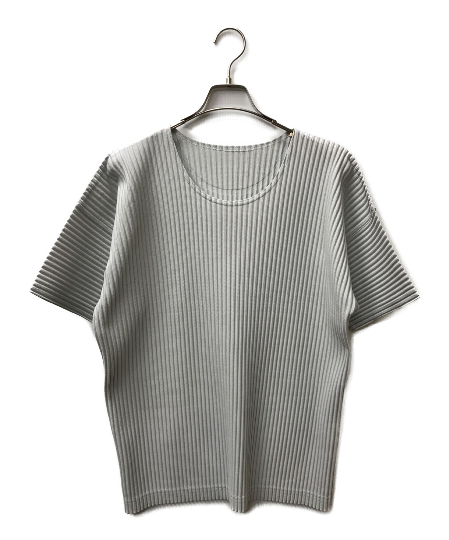 HOMME PLISSE ISSEY MIYAKE (オムプリッセ イッセイ ミヤケ) ショートスリーブプリーツtシャツ グレー サイズ:4