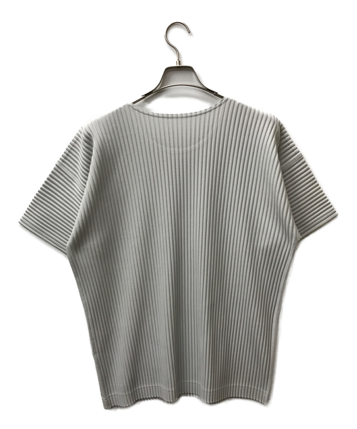 HOMME PLISSE ISSEY MIYAKE (オムプリッセ イッセイ ミヤケ) ショートスリーブプリーツtシャツ グレー サイズ:4