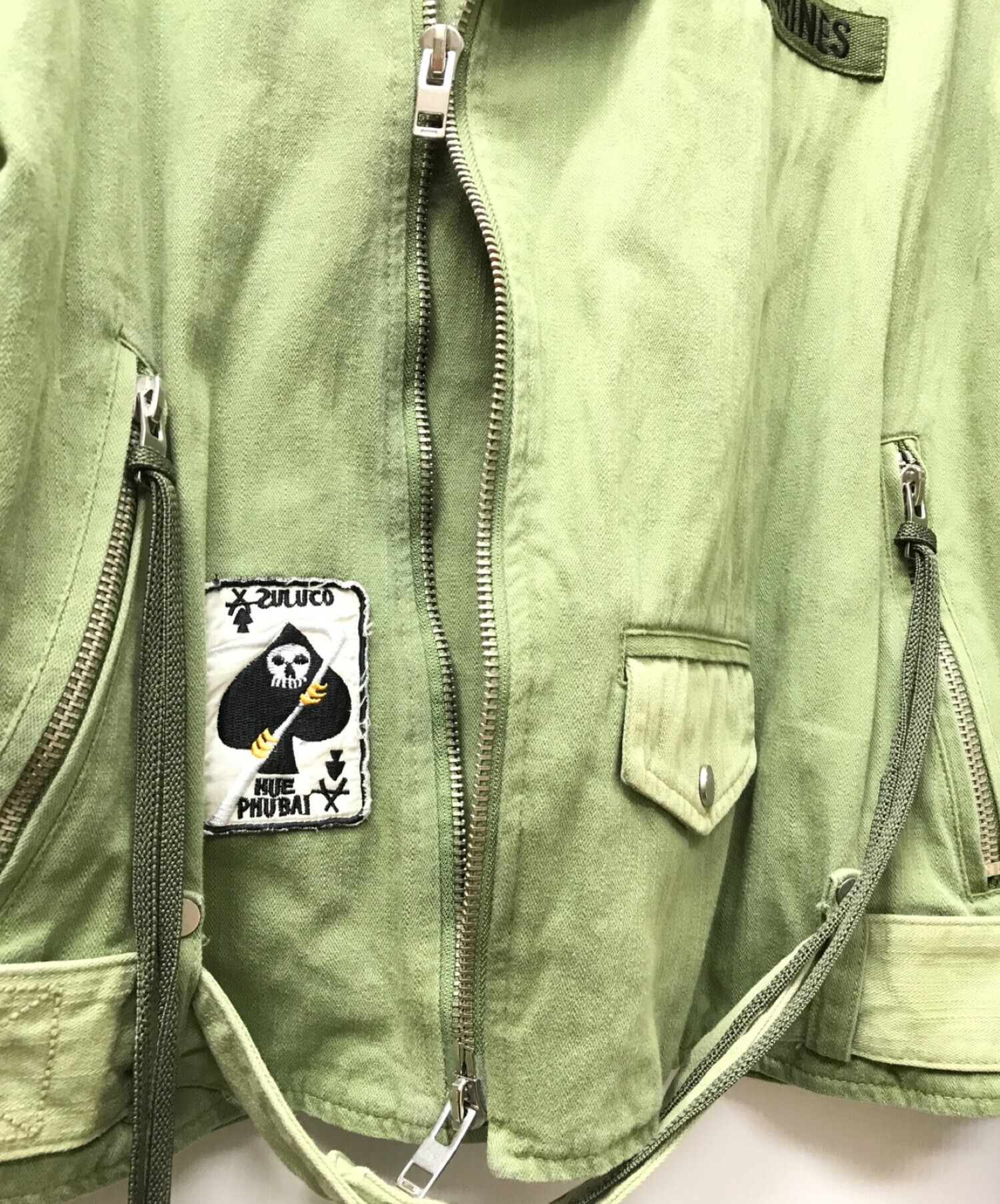 MLVINCE (メルヴィンス) Military Motorcycle Jacket カーキ サイズ:XL