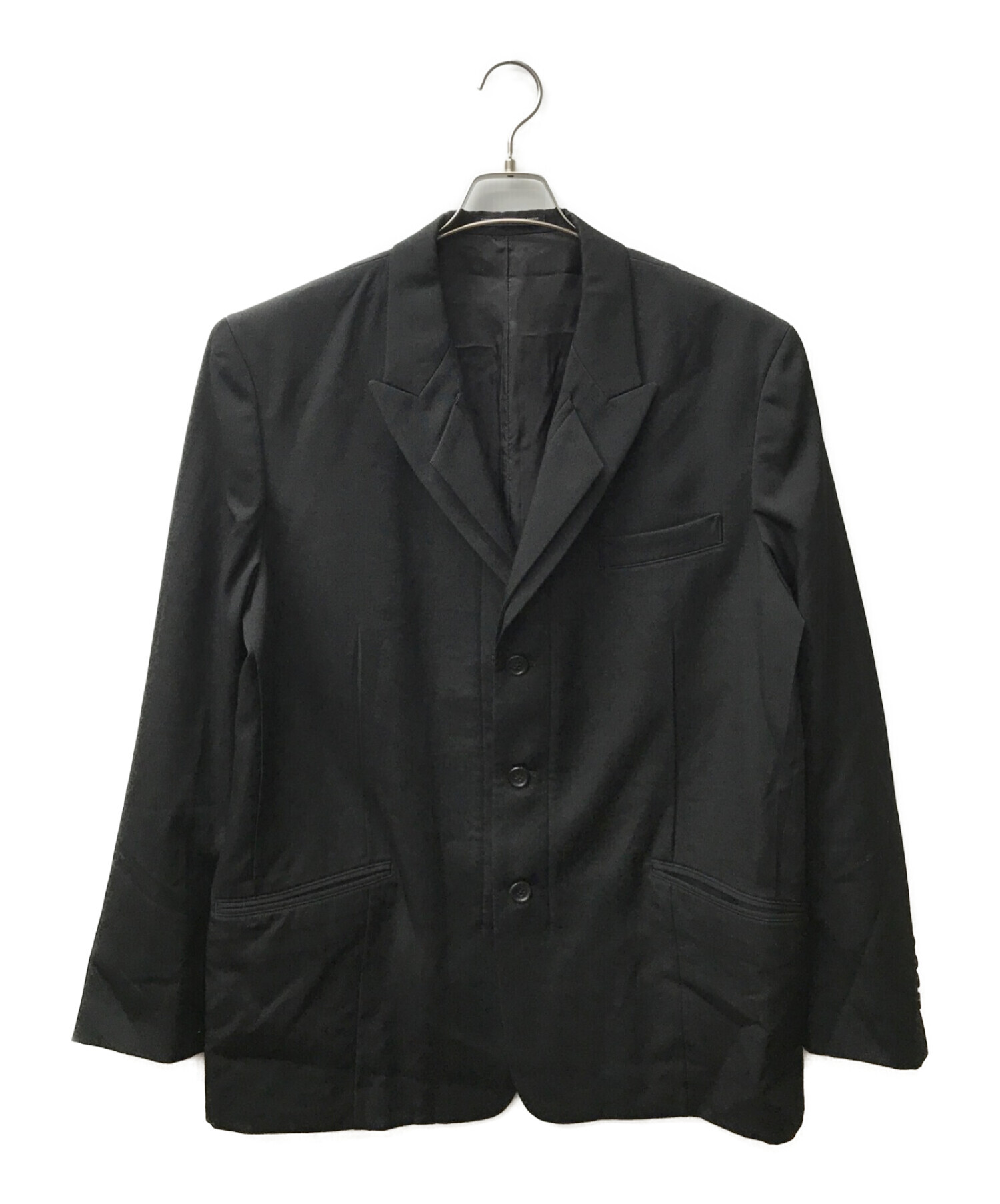 Yohji Yamamoto pour homme (ヨウジヤマモト プールオム) 2重襟テーラードジャケット ブラック サイズ:3