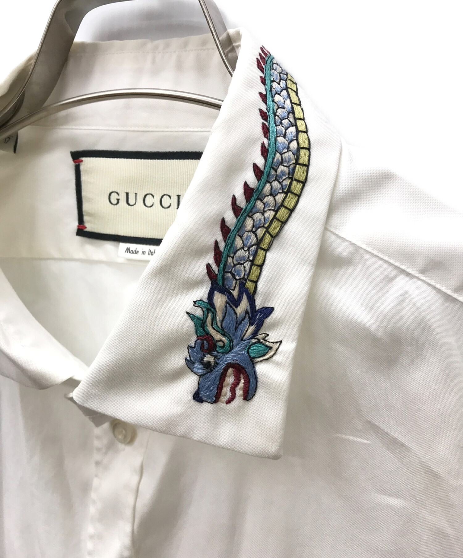 GUCCI (グッチ) 襟刺繍シャツ ホワイト サイズ:43