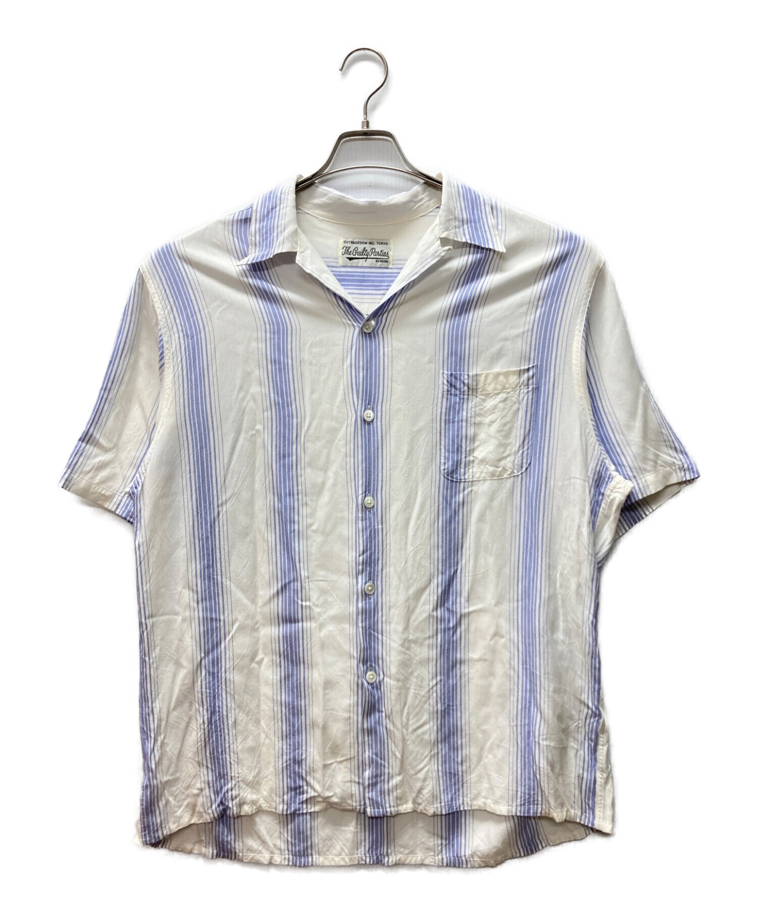 中古・古着通販】WACKO MARIA (ワコマリア) STRIPED OPEN COLLAR SHIRT ホワイト×ブルー サイズ:XL｜ブランド・ 古着通販 トレファク公式【TREFAC FASHION】スマホサイト