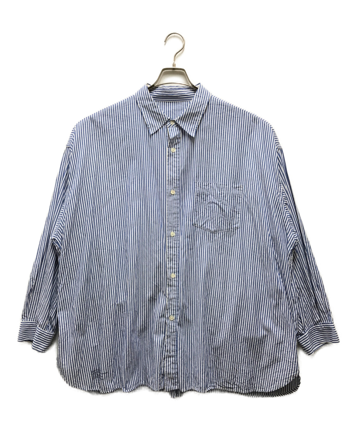 FreshService (フレッシュサービス) CORPORATE STRIPE REGULAR COLLAR SHIRT ブルー×ホワイト  サイズ:F