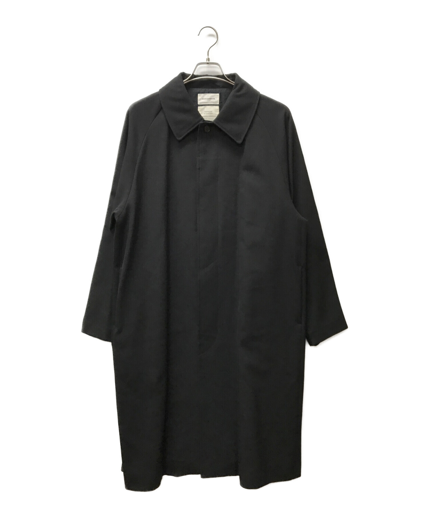 MARKAWARE (マーカウェア) RAGLAN MINIMALIST COAT ORGANIC WOOL SURVIVAL CLOTH ブラック  サイズ:2 未使用品